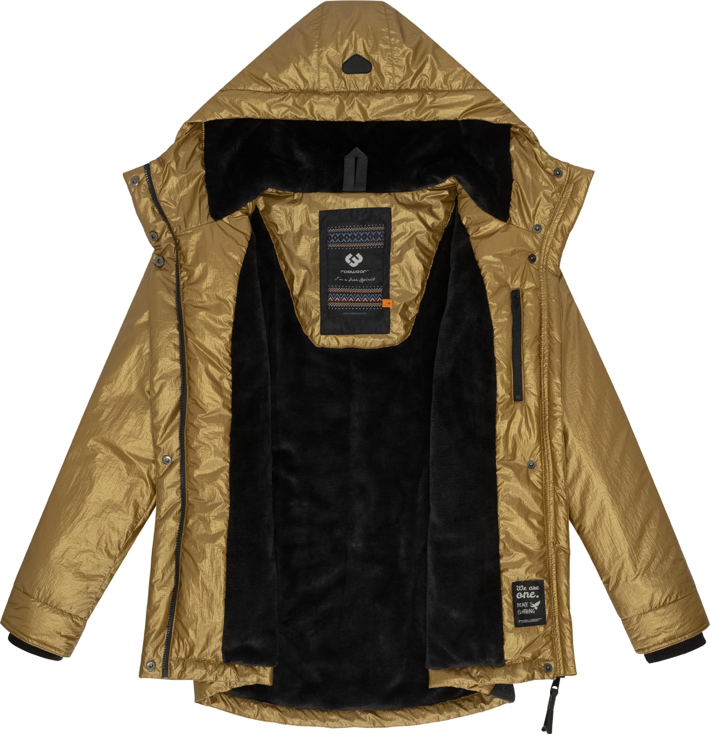 Ragwear Winterjacke »Winterjacke Monadde Bling«, mit Kapuze, Glänzende warme Jacke mit Kapuze