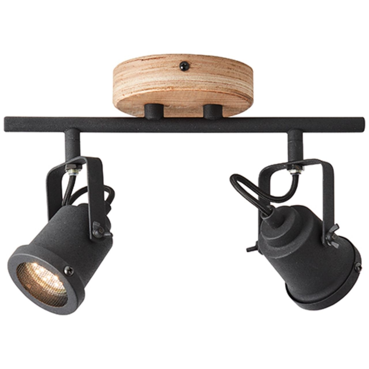 Brilliant Deckenstrahler »Inge«, 2 flammig, Leuchtmittel GU10 | ohne Leuchtmittel, 30 cm Breite, 2 x GU10, schwenkbar, Metall/Holz, holz dunkel/schwarz