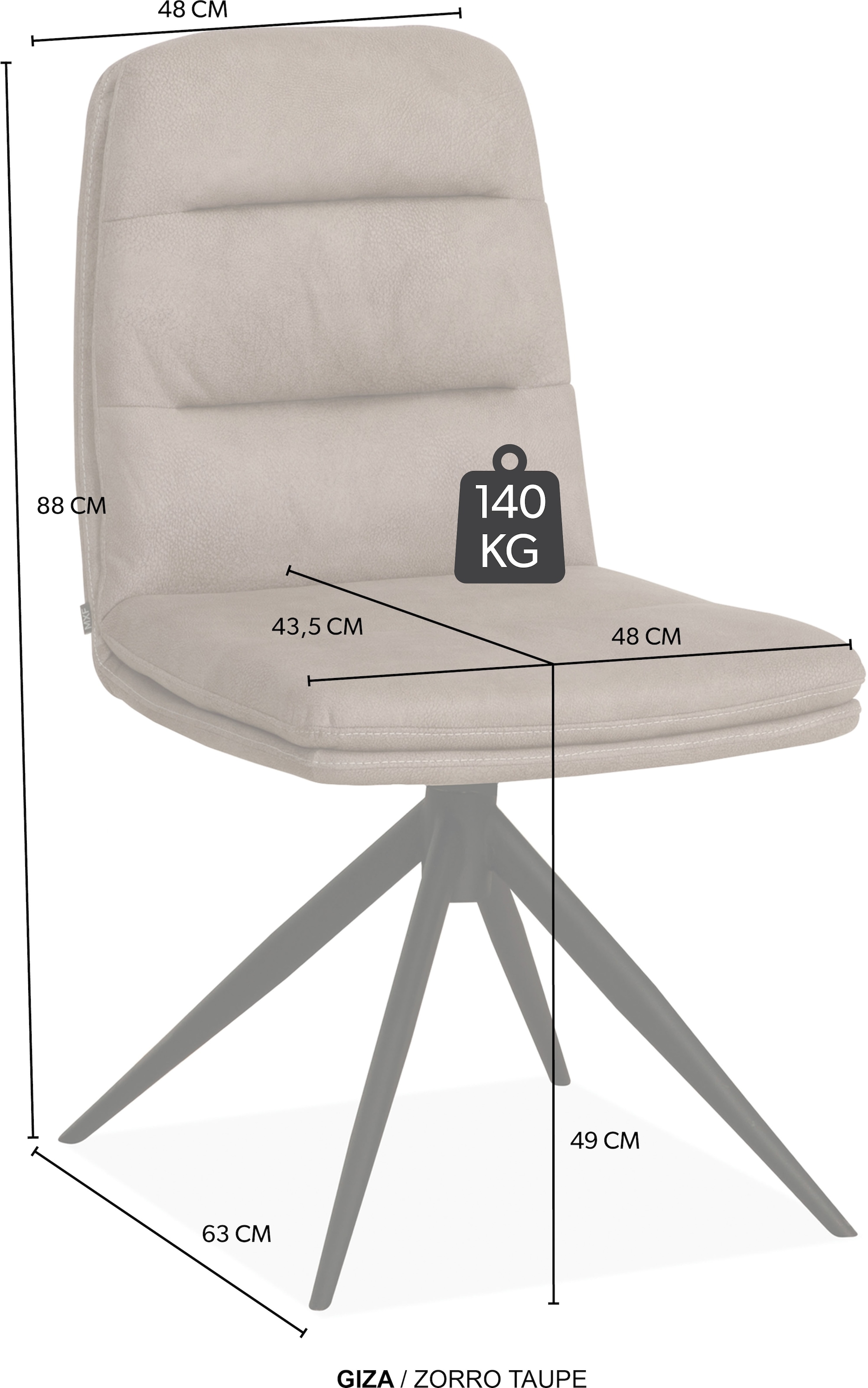 OMG Design Esszimmerstuhl »Giza« (Set) 2 Stk.Drehstuhl mit auto-return, pflegeleichter Bezug