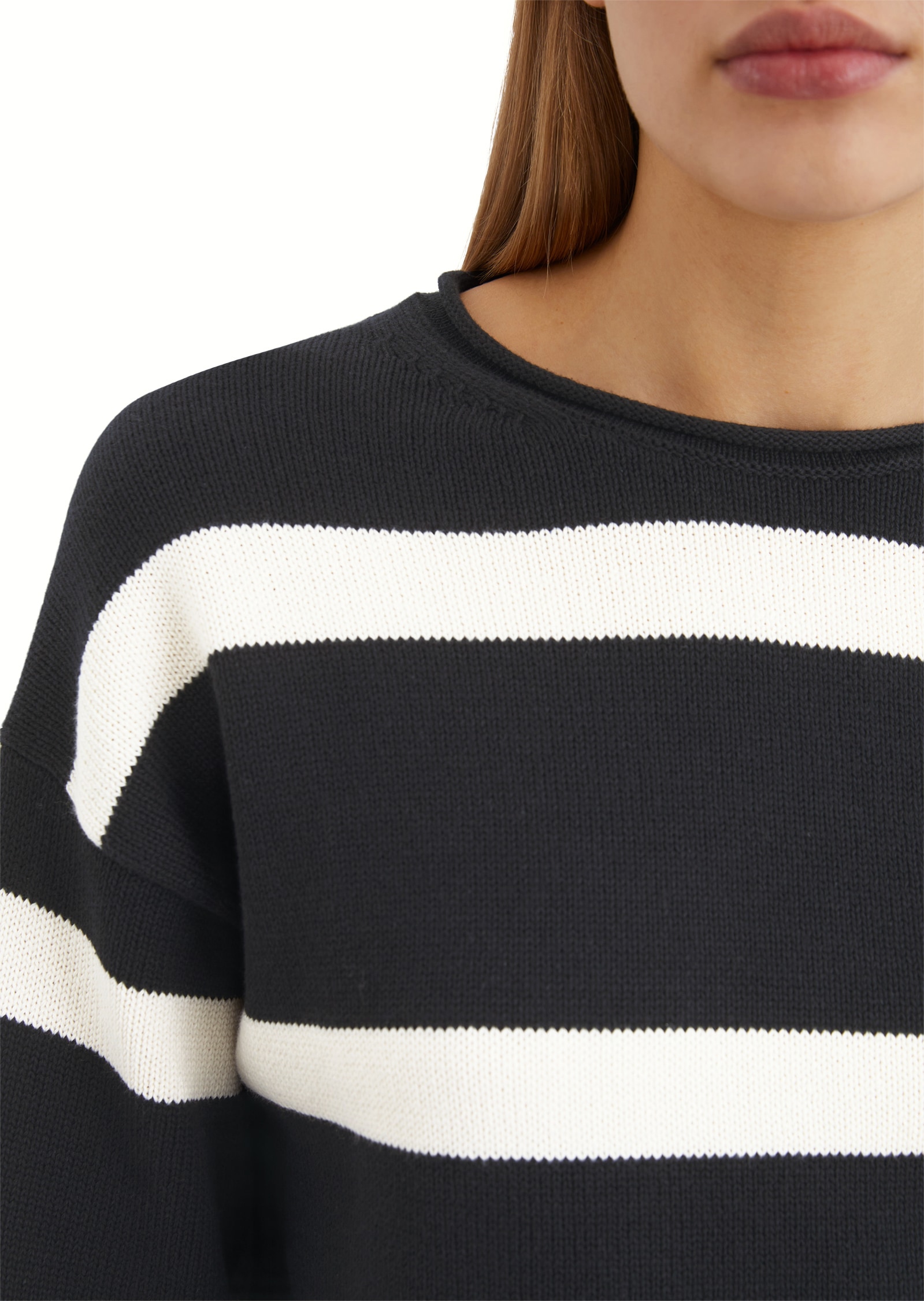 Marc O'Polo Streifenpullover, das gestreifte, leicht verkürzte Oversize-Modell