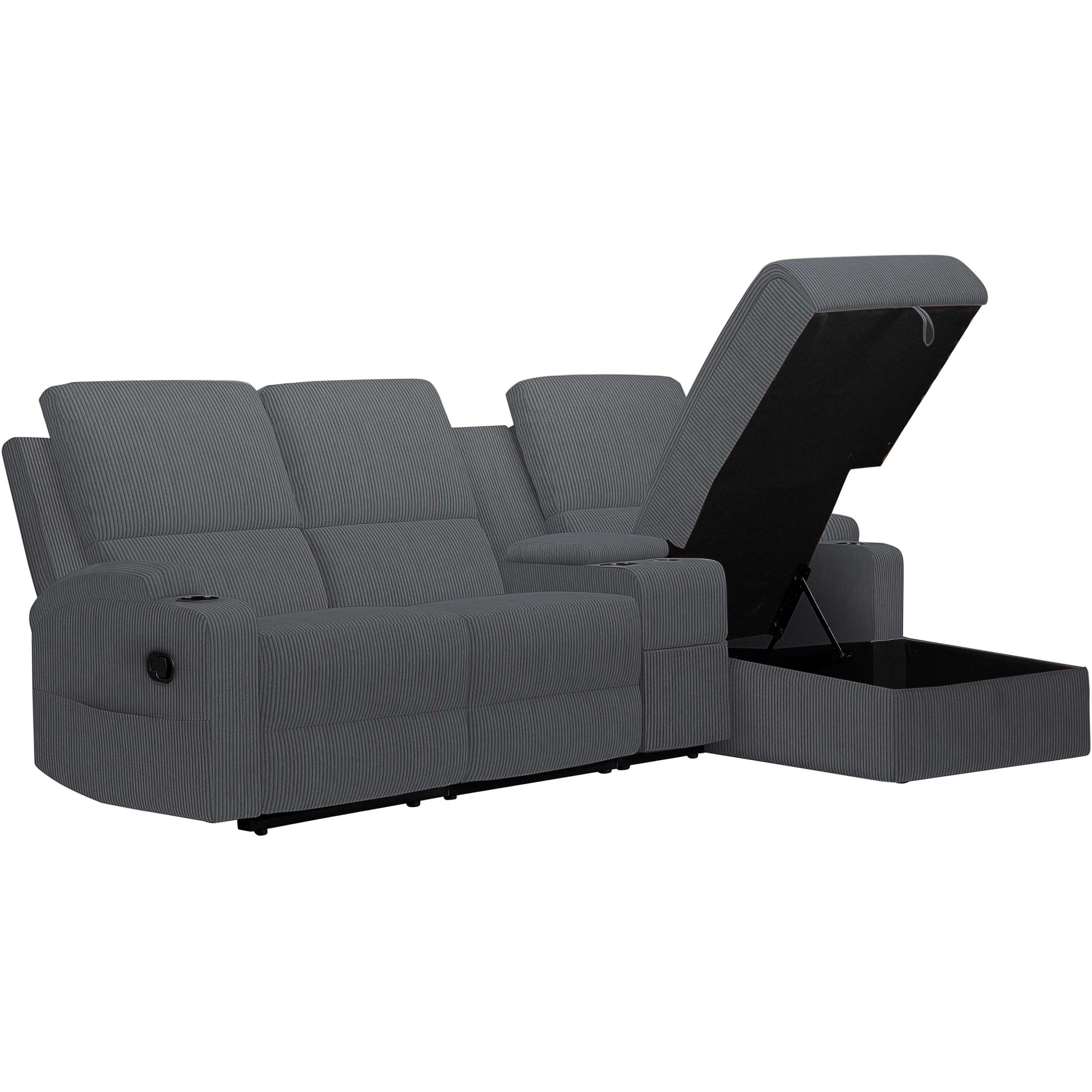 Home affaire Ecksofa »NAPORI Multimediasofa, 3er Kinosessel XXL, L-Form, Cord«, Kinosofa mit Relaxfunktion, Getränkehalter, Staufach und Staukasten