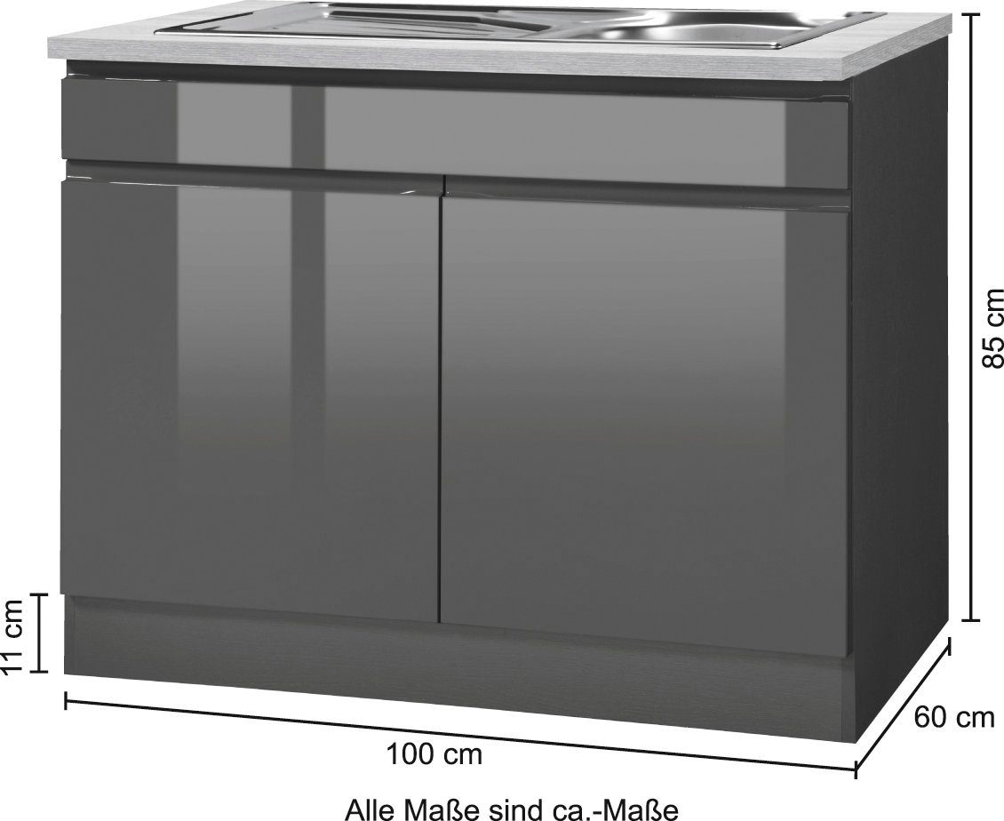 KOCHSTATION Spülenschrank »KS-Virginia«, 100 cm breit, inklusive Einbauspüle