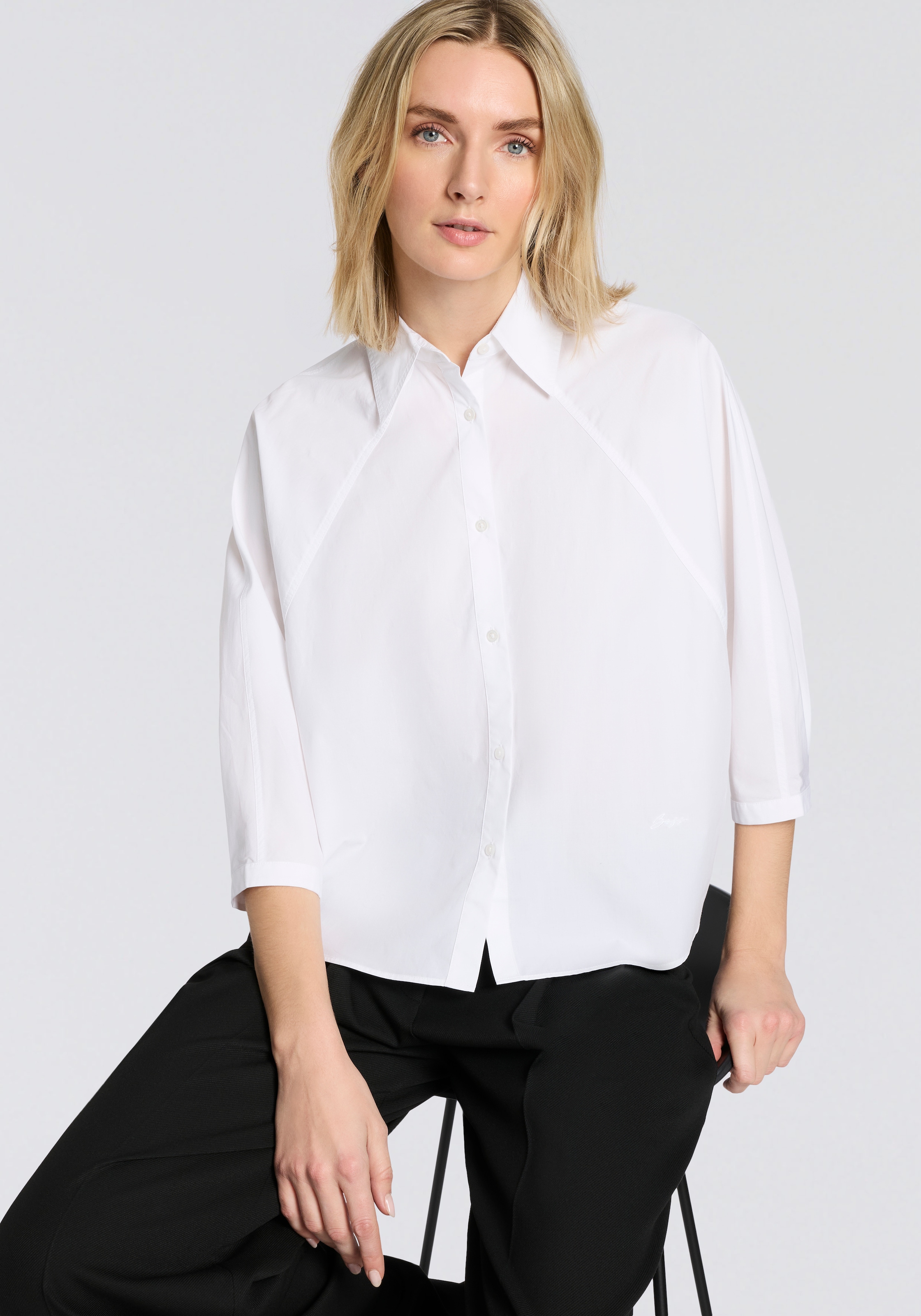 BOSS ORANGE Hemdbluse »Belenta Premium Damenmode« aus Baumwoll-Popeline, mit Kimonoärmeln