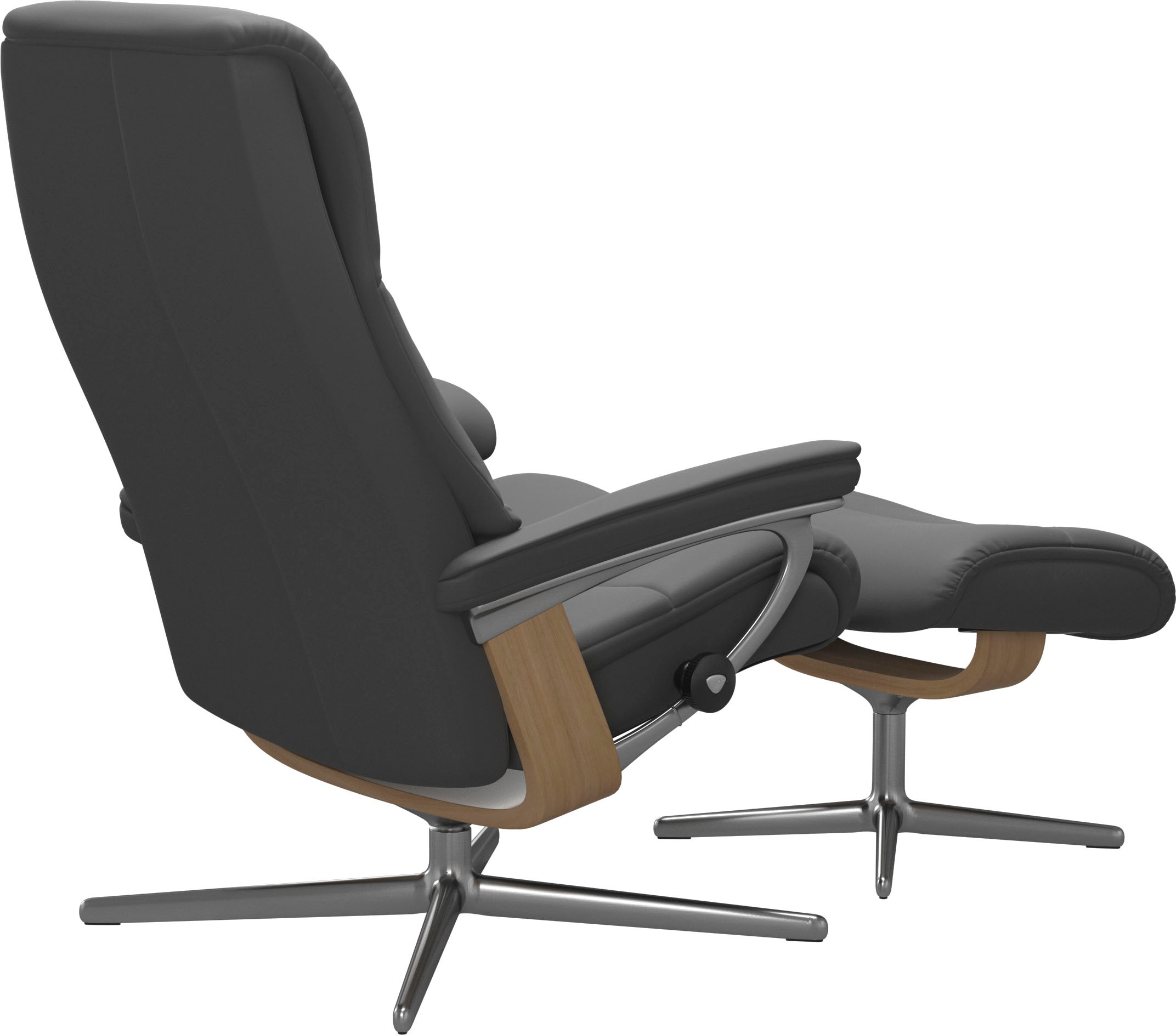Stressless® Relaxsessel »View«, (Set, Relaxsessel mit Hocker), mit Hocker, mit Cross Base, Größe S, M & L, Holzakzent Eiche