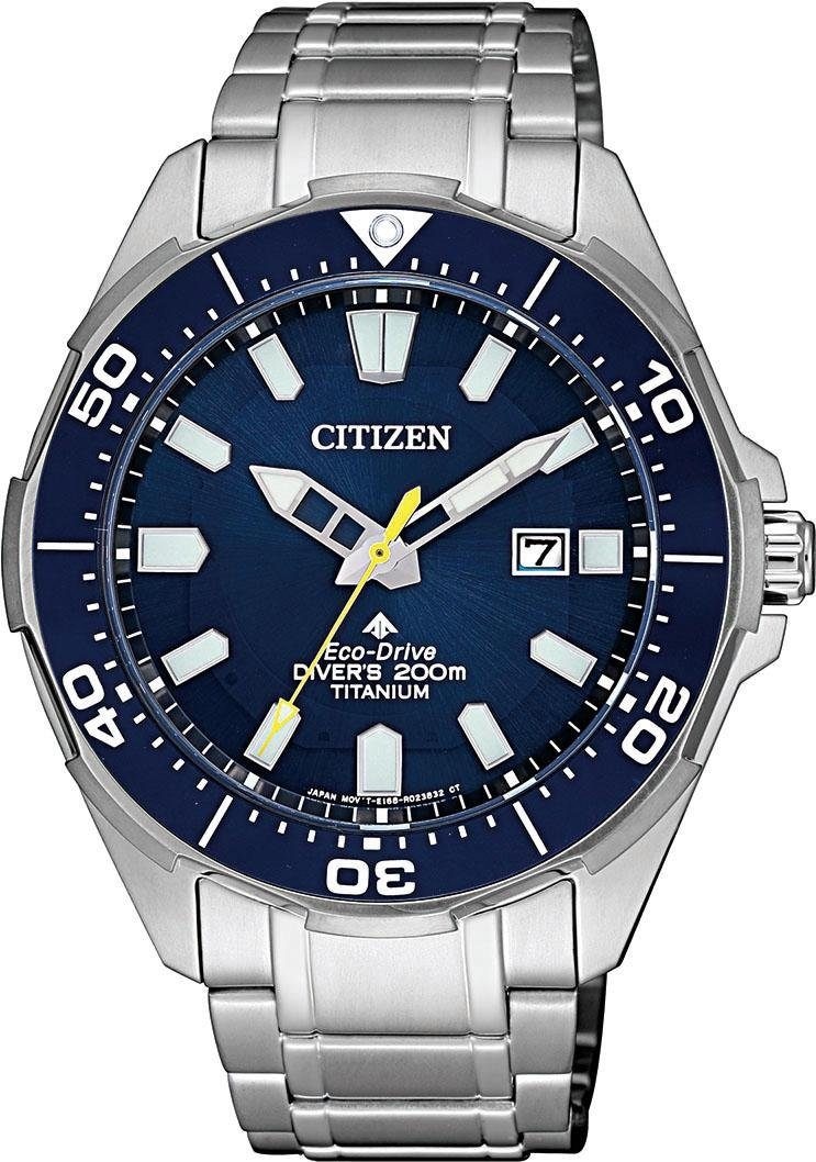 Citizen Taucheruhr »Promaster Marine Eco-Drive Diver 200m, BN0201-88L«, Armbanduhr, Herrenuhr, Solar, Titan, bis 20 bar wasserdicht, Datum