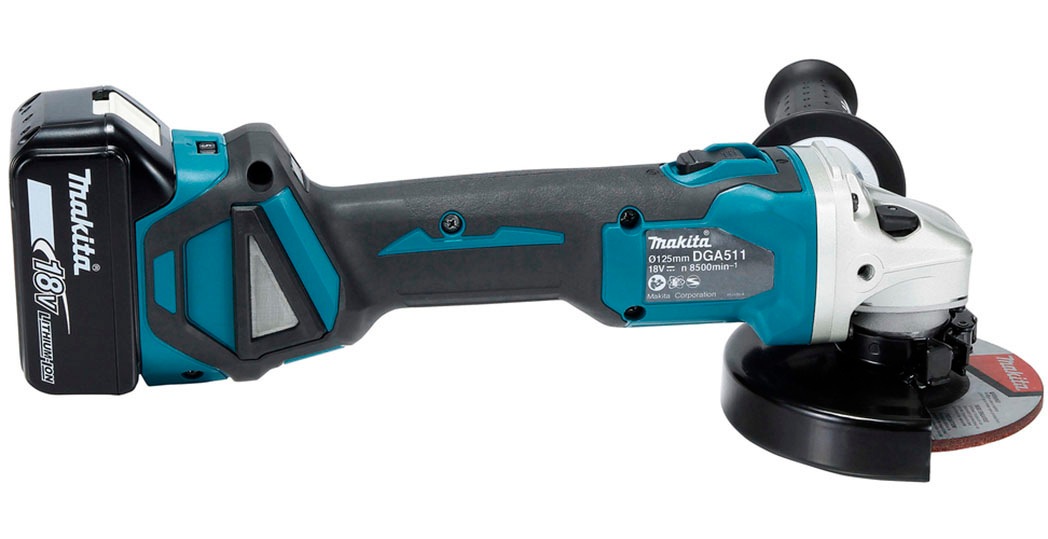 Makita Akku-Winkelschleifer »DGA511RTJ«, (Set), inkl. Akku, Ladegerät, Aufbewahrungskoffer und weiterem Zubehör