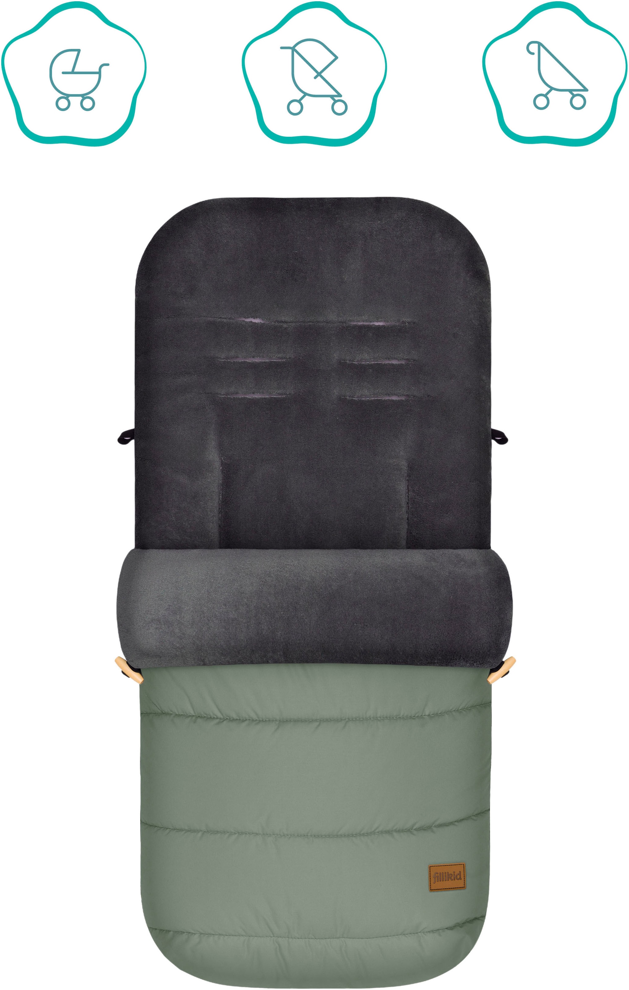 Fillikid Fußsack »Lanin Polyester Winterfußsack, salbei«