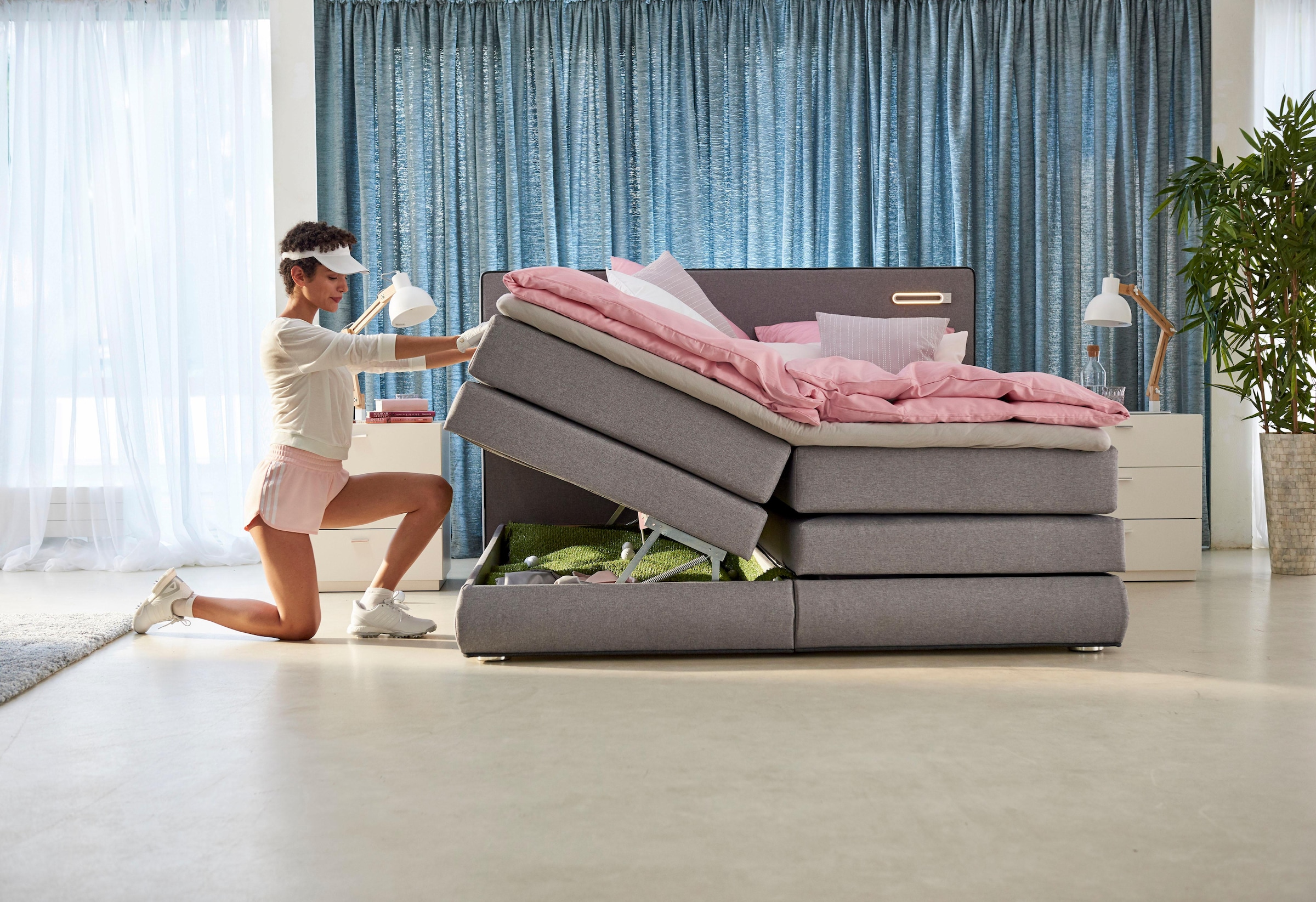 COLLECTION AB Boxspringbett »Ninoni«, inkl. Bettkasten, Topper und wahlweise mit LED-Beleuchtung