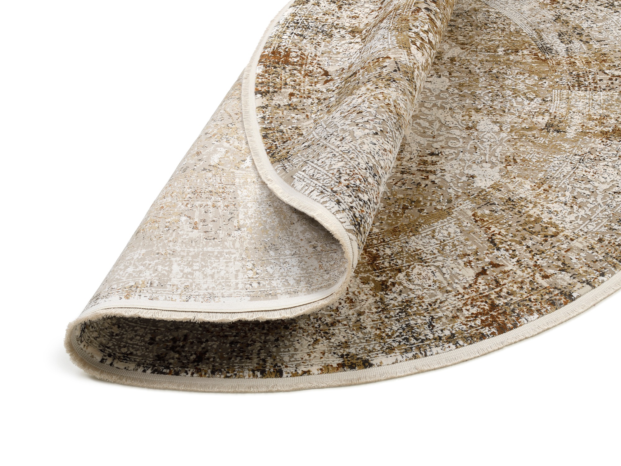 OCI DIE TEPPICHMARKE Teppich »BESTSELLER CAVA« rund 8 mm Höhe Glanz Viskose, Hoch Tief Struktur, mit Fransen, Wohnzimmer