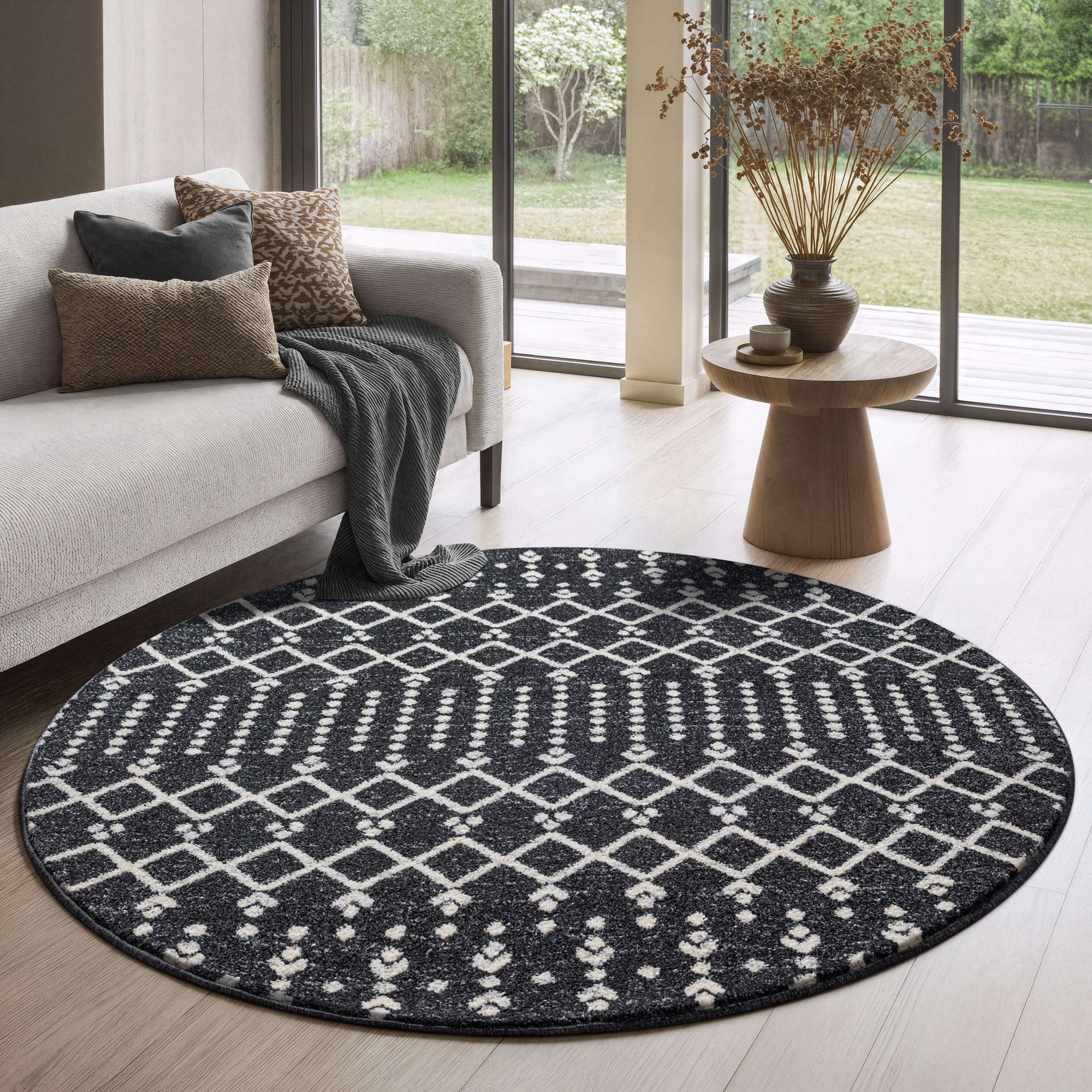Sanat Teppich »Boho 8205« rund 10 mm Höhe Kurzflor, robust, Boho, Scandic, für Fussbodenheizung geeignet