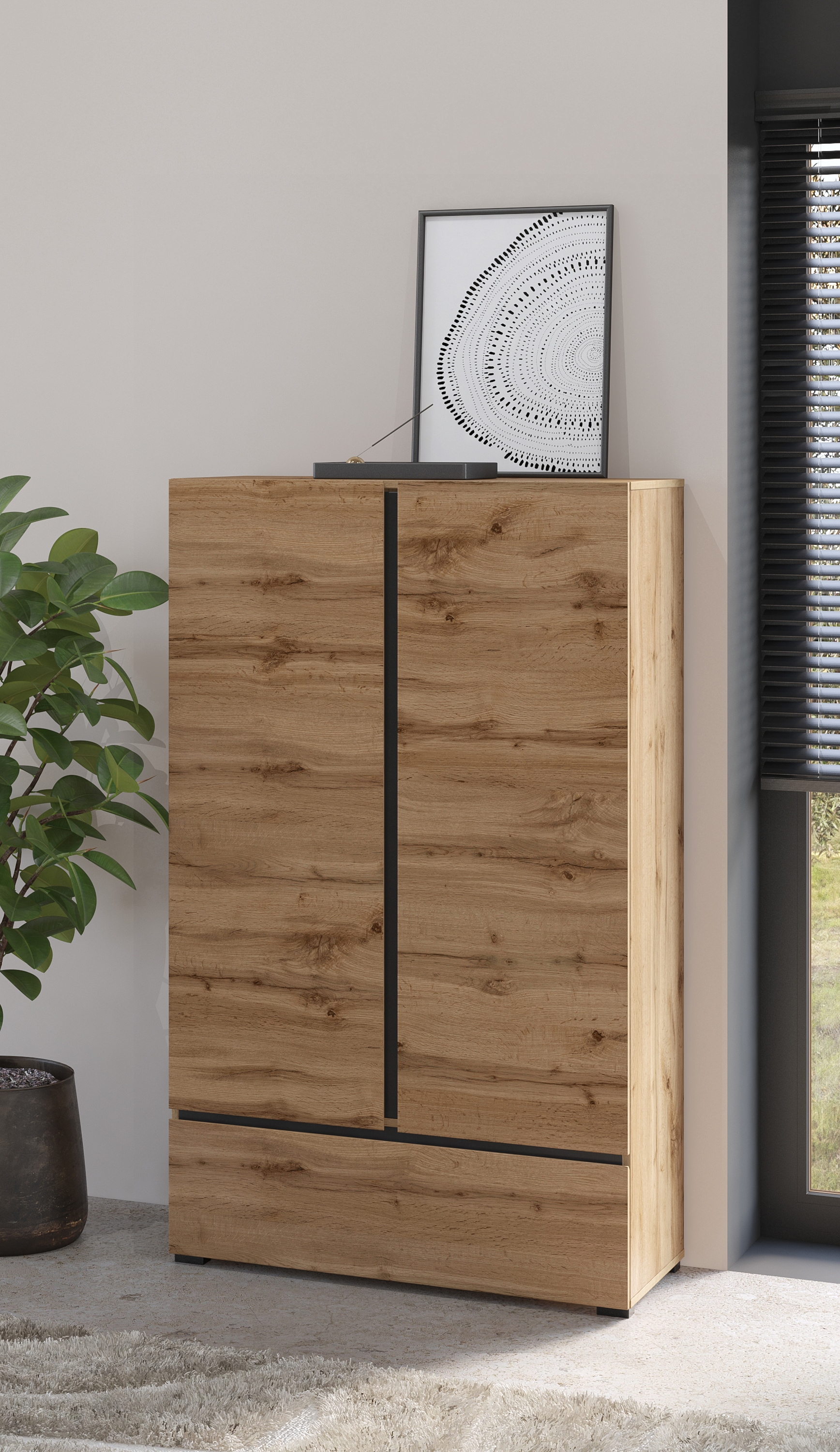 INOSIGN Wäscheschrank »Cross, moderner griffloser Kleiderschrank«, Mehrzweckschrank, Drehtürenschrank mit 1 Schublade, 3 Farben verfügbar