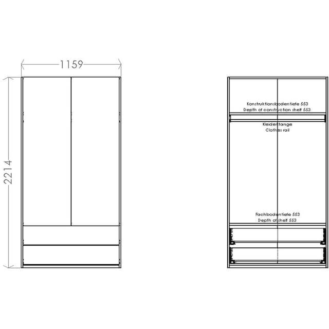 Müller SMALL LIVING Kleiderschrank »Modular Plus Variante 1«, Inklusive 2  geräumigen Schubladen im OTTO Online Shop
