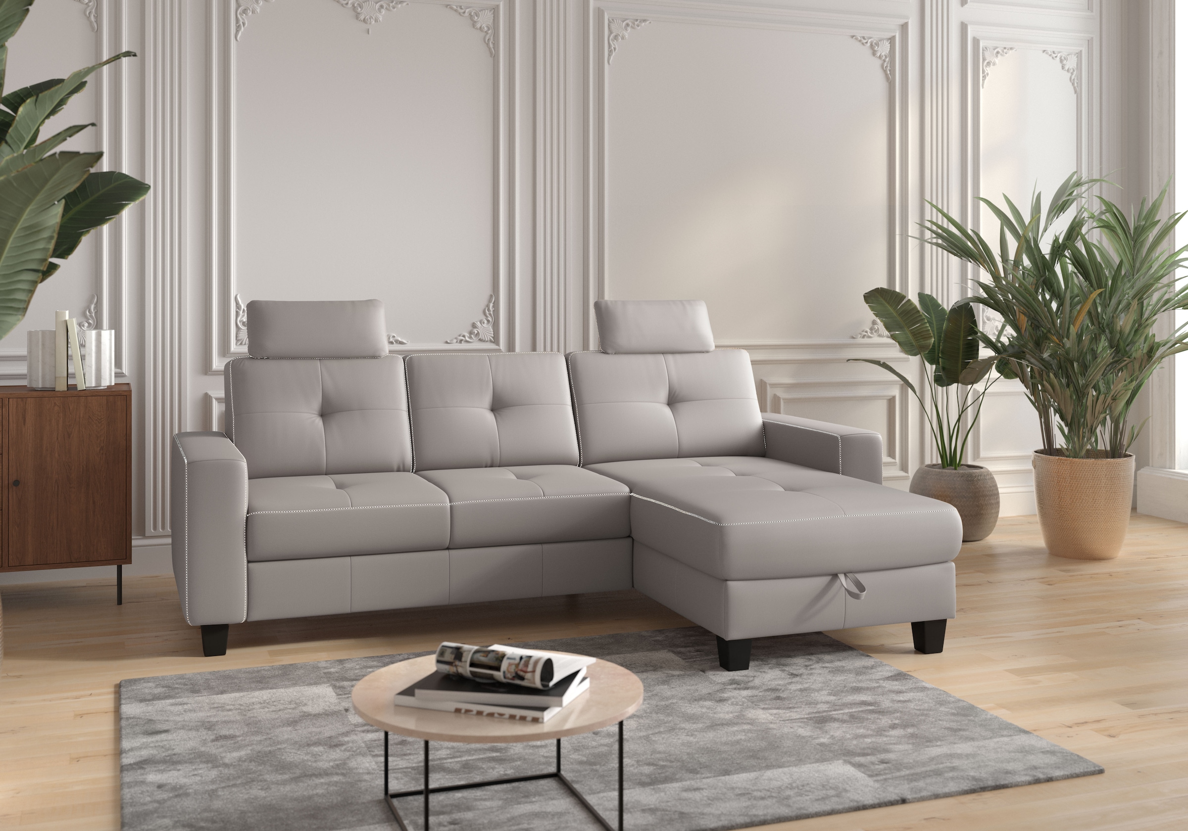 Places of Style Ecksofa »Varese«, wahlweise mit Bettfunktion und Bettkasten