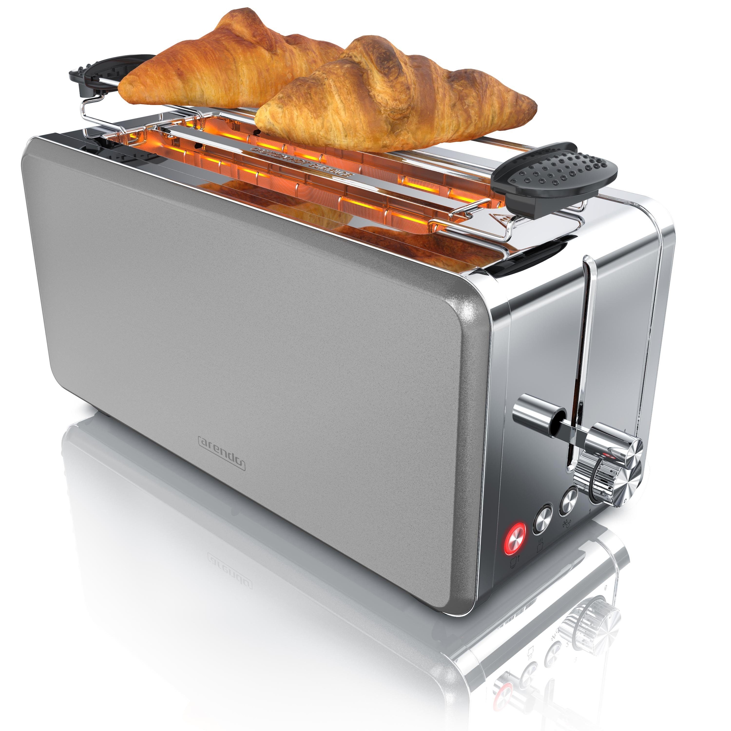 Langschlitz Toaster aus Edelstahl für 4 Scheiben »DESAYUNO grau«