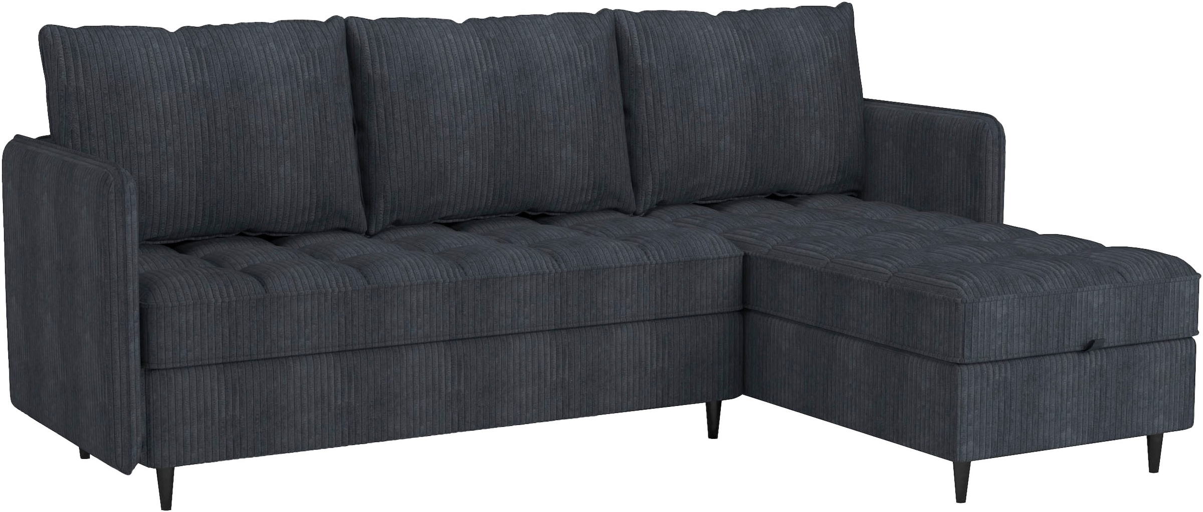 Dorel Home Ecksofa »LINDHUS, L-Form, 4 verschiedene Stellvarianten, Lounge-Sofa,«, Wohnlandschaft, mit Recamiere, großer Bettkasten, Cord, Chenille