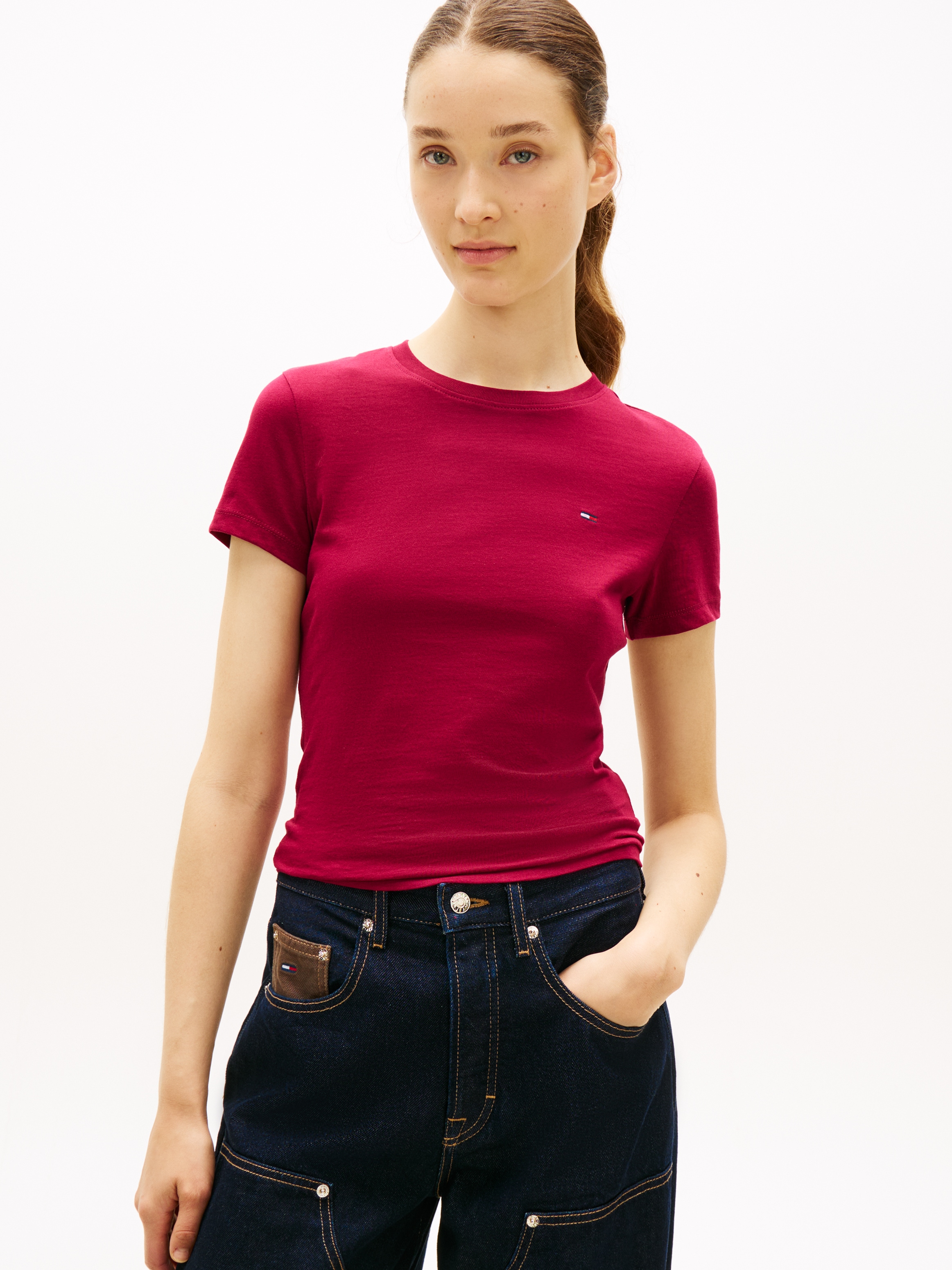 Tommy Jeans Kurzarmshirt »TJW 3PACK C-NECK TEE« Packung, 3er-Pack, 3 Stk. Slim, unifarbenes Design