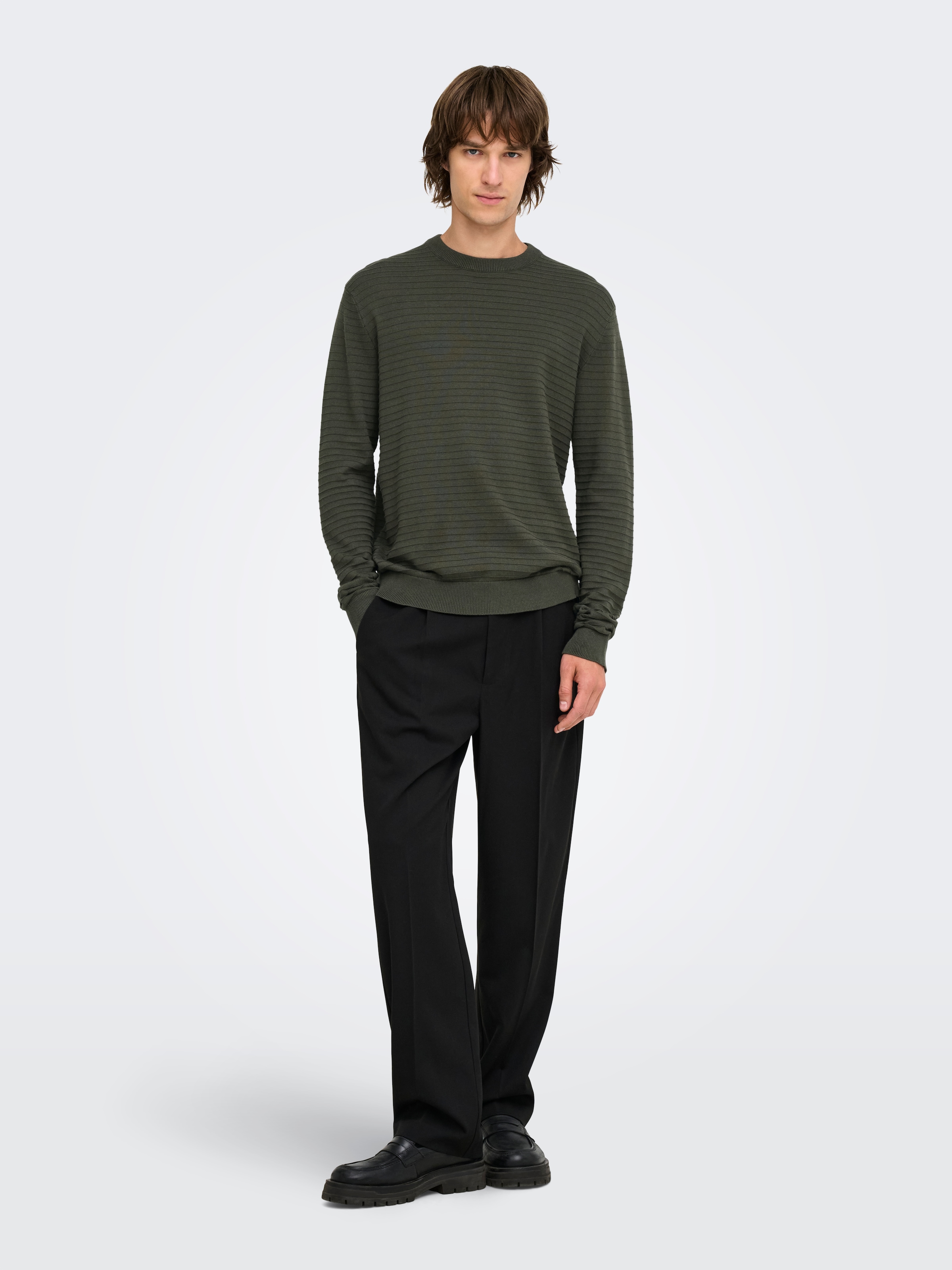 ONLY & SONS Rundhalspullover »ONSSTORM LS CREW KNIT OTL« Baumwolle, regular fit