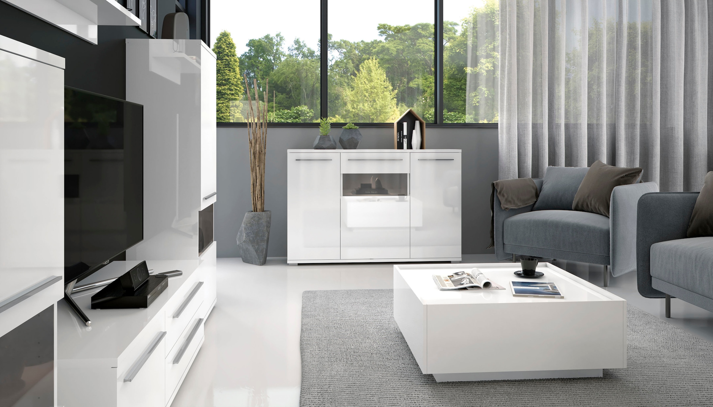 Places of Style Kommode »Piano«, Hochglanz UV lackiert, Soft-Close Funktion