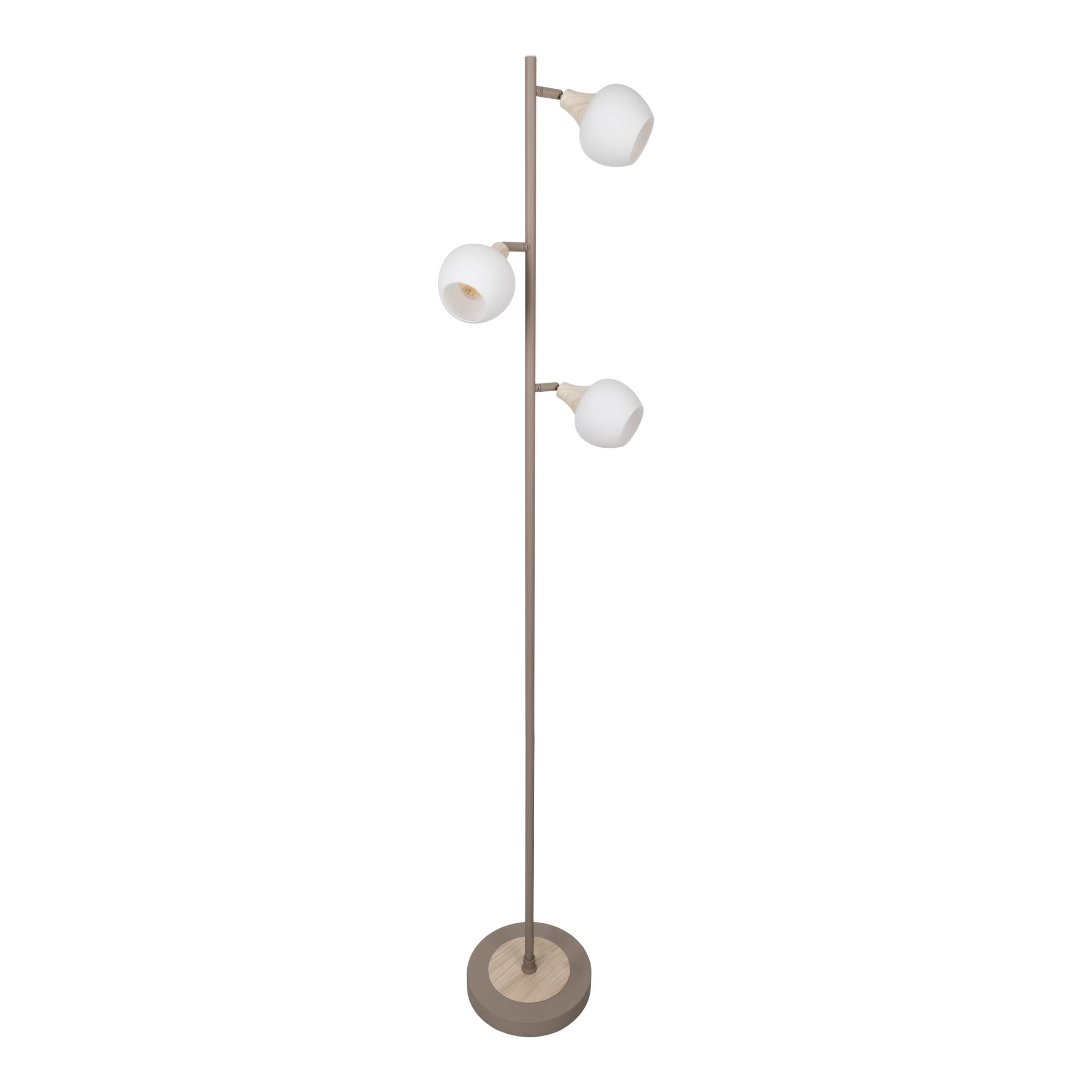 näve Stehlampe »Monaco« E14 1 Stk. 3xE14, Glasschirm, Holzstrukturdetail auf Sockel und Fassungshalterung
