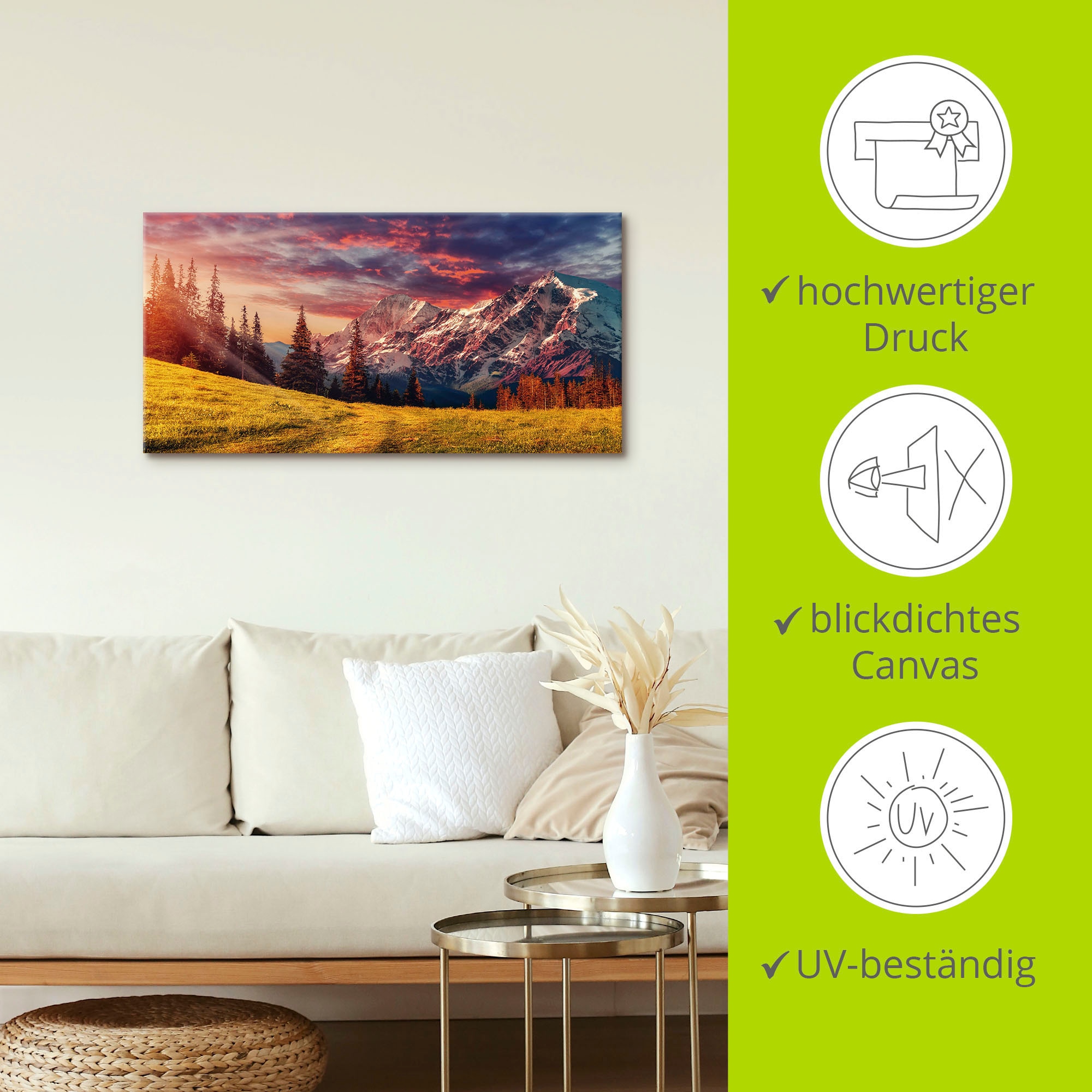 Artland Leinwandbild »Alpines Hochland« Berge & Alpenbilder 1 Stk. tlg. auf Holzrahmen gespannt