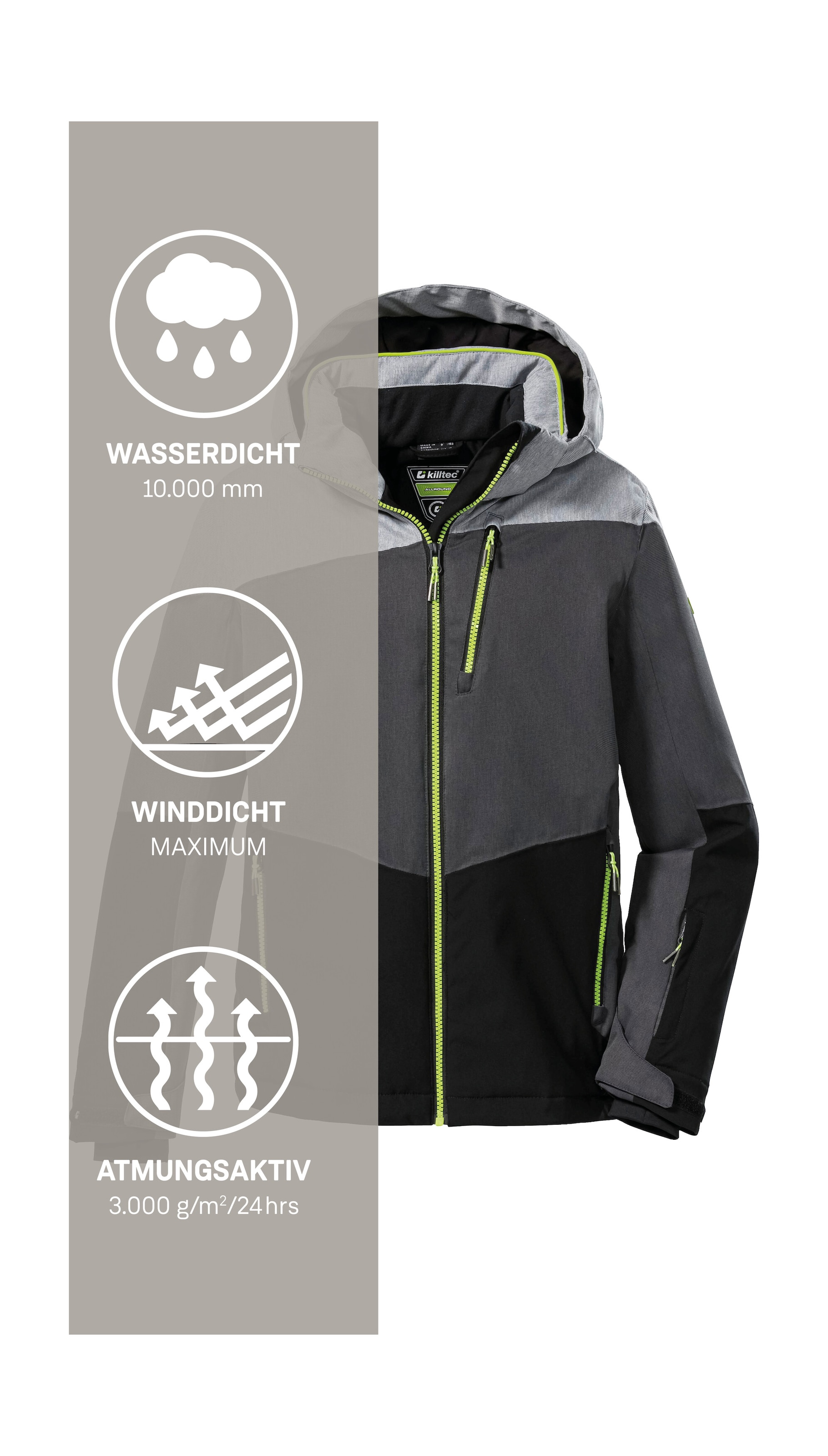 Killtec Skijacke »KSW 161 BYS SKI JCKT« Wasserdichte, atmungsaktive Skijacke mit abnehmbarer Kapuze