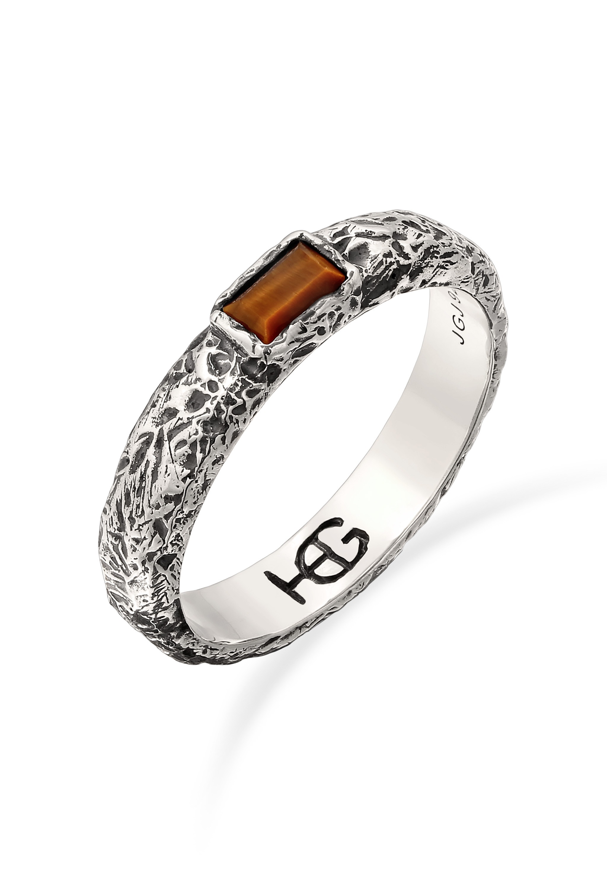 HAZE & GLORY Silberring »Ring Tiger Auge Braun Oxidiert 925 Sterling Silber«