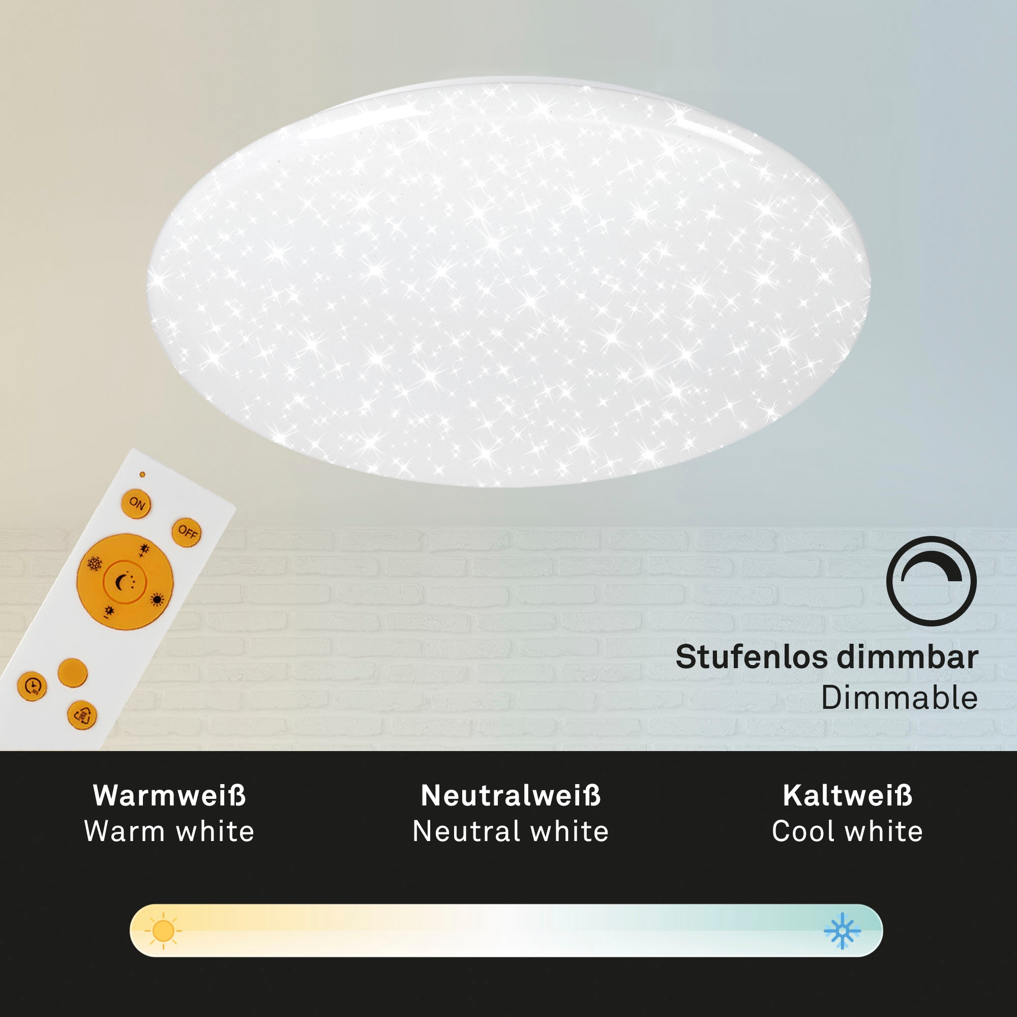 Briloner Leuchten LED Deckenleuchte »3368016 VERB«, Leuchtmittel LED-Board | LED fest integriert, CCT, dimmbar über Fernbedienung, Nachtlichtfunktion, weiß