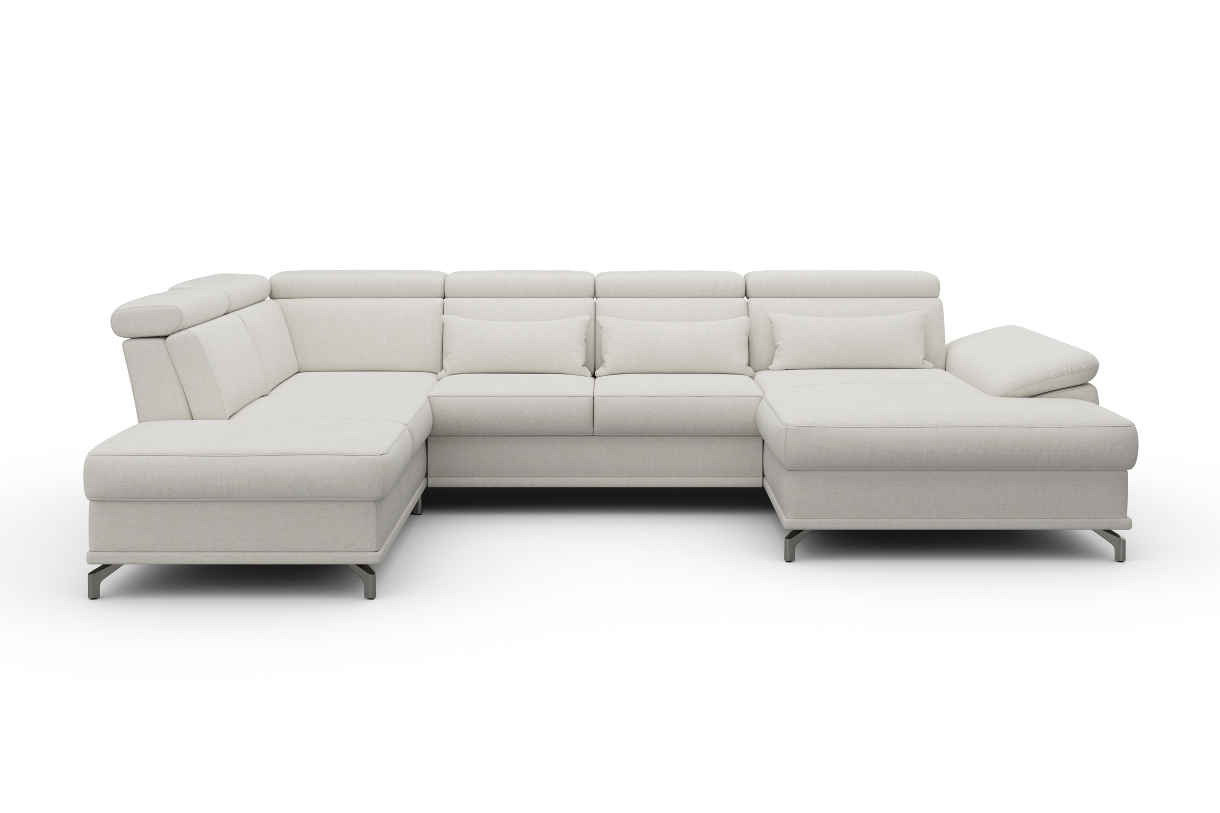 sit&more Wohnlandschaft »Cabrio U-Form, B: 359 cm, mit Sitztiefen-, Arm- & Kopfteilverstellung«, 3 Nierenkissen, Federkern, optional Bettfunktion und Stauraum