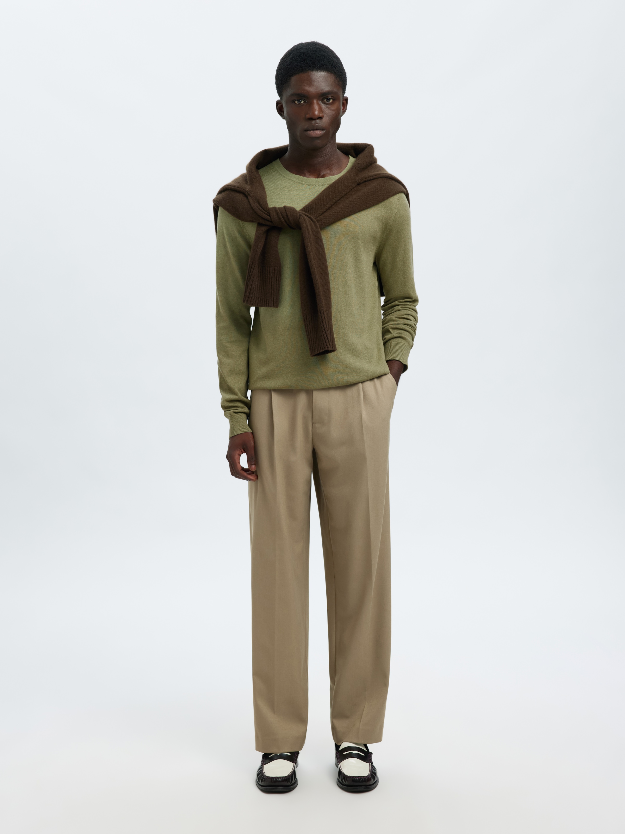 SELECTED Rundhalspullover »SLHBERG CREW NECK NOOS« Baumwolle, regular fit