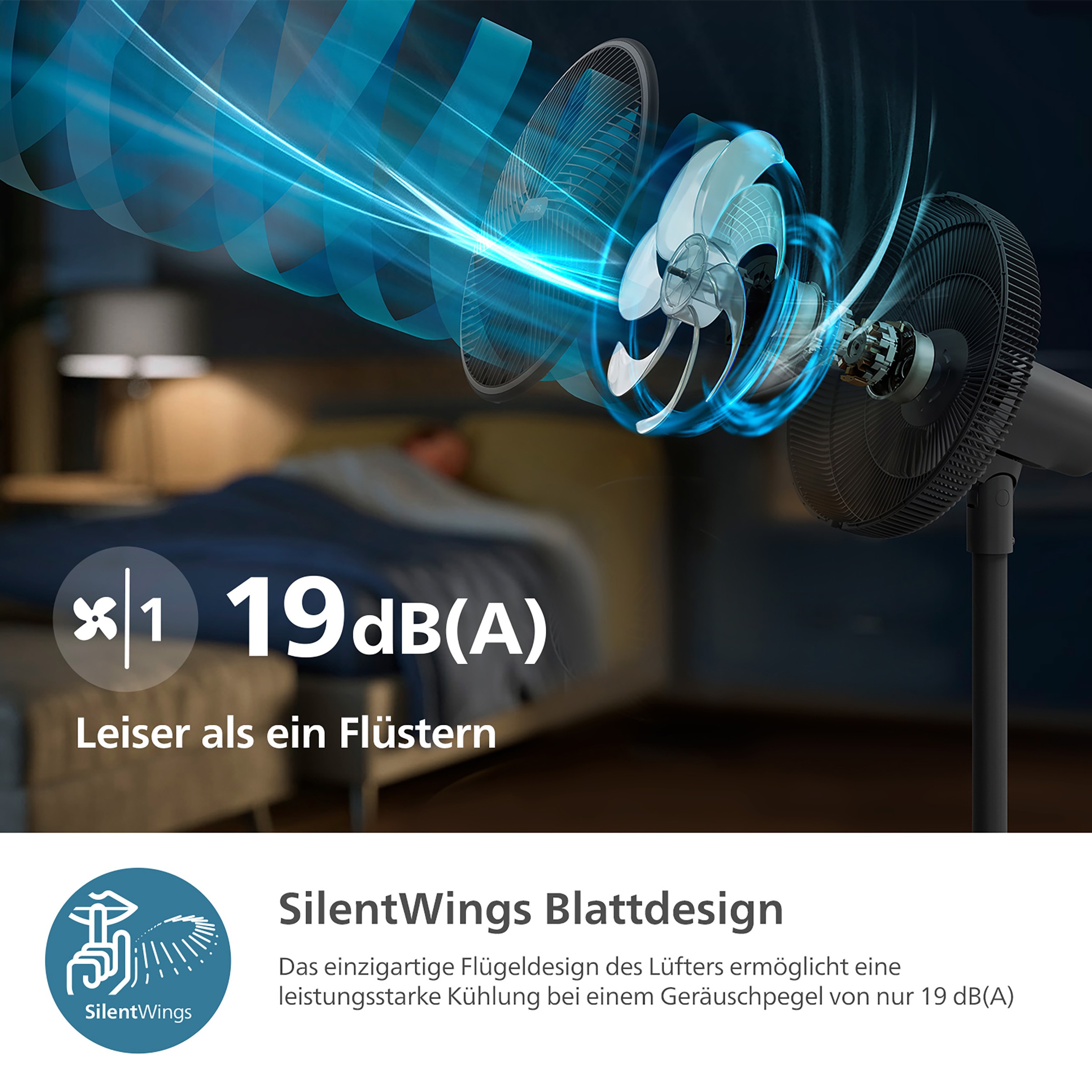 Philips Standventilator »CX3550/01 Serie 3000, mit extrem leiser SilentWings-Technologie, 23 dB«, 2-in-1-Tisch- & Standventilator, neig- & drehbar, mit App-Steuerung