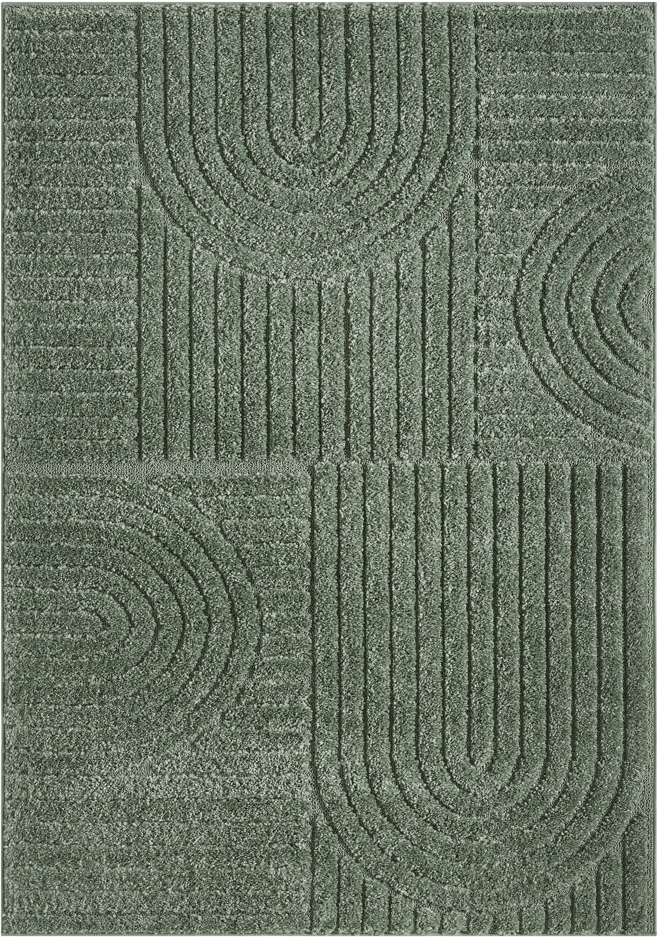 OTTO home Teppich »Jonne, Boho-Design, Scandi, Designteppich« rechteckig 20 mm Höhe Hoch-Tief, 3D Optik, skandinavischer Stil, Wohnzimmer, Schlafzimmer