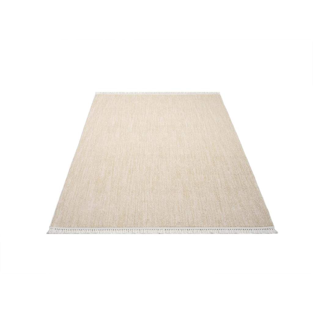 Carpet City Teppich »CLASICO 0052« rechteckig 11 mm Höhe Läufer, Kurzflor, Hochtief-Muster, Boho, Fransen, Wohnzimmer