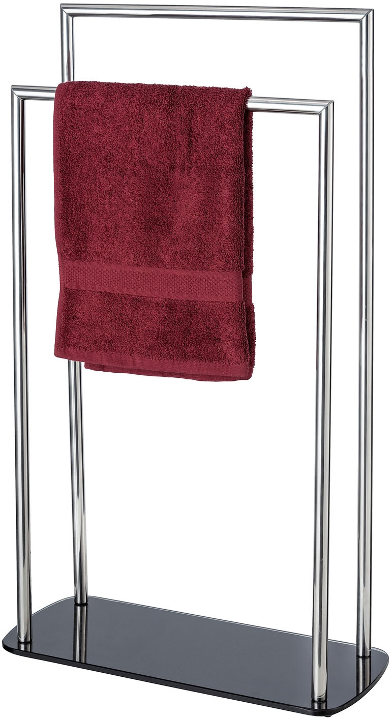 WENKO WC-Garnitur »Ravina« aus Edelstahl | Kunststoff | Sicherheitsglas Stand WC Garnitur und Handtuchhalter