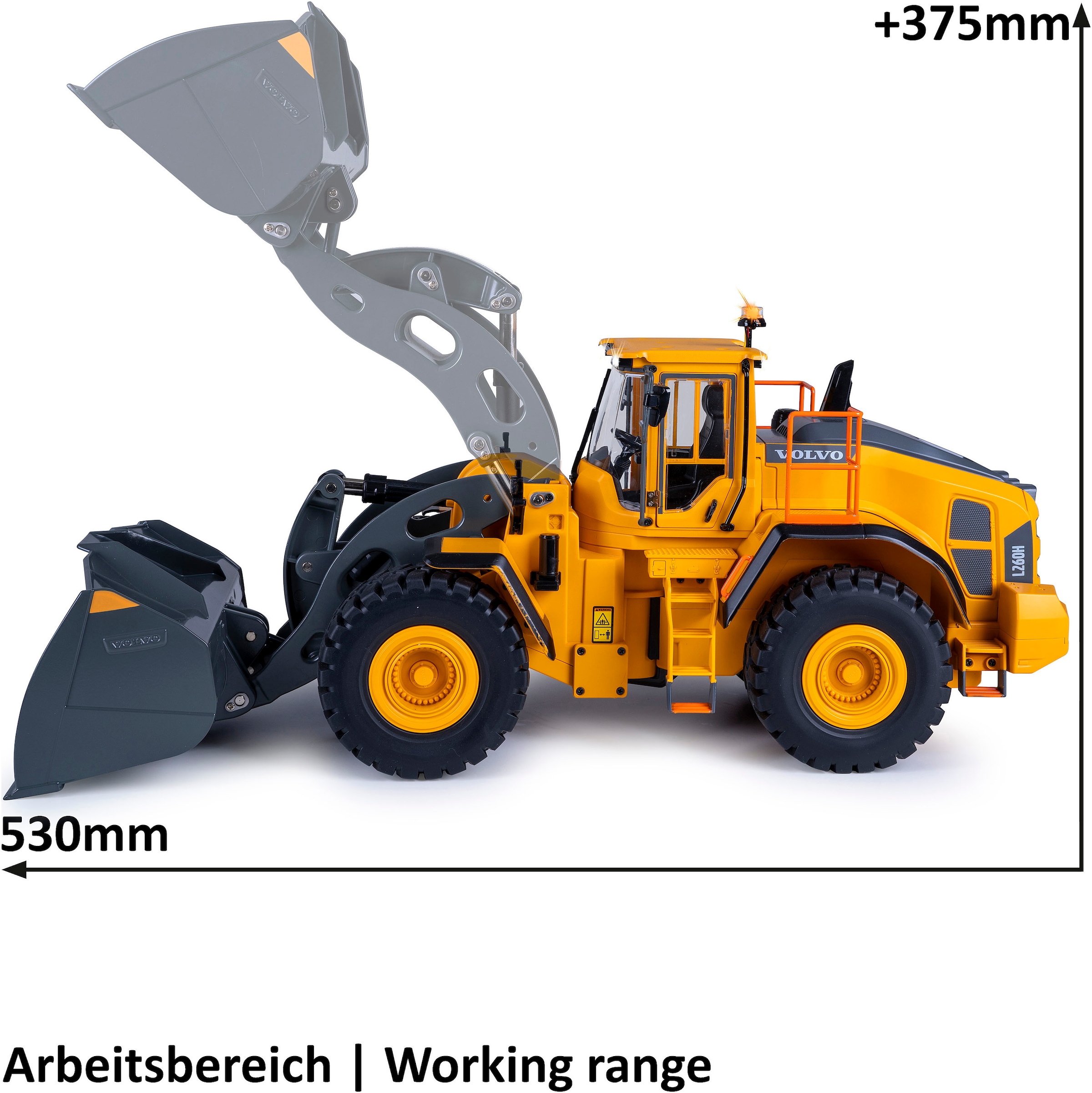 Jamara RC-Bagger »Radlader Volvo L260H Metal 2,4GHz«, LED-Licht; Maßstab 1:14