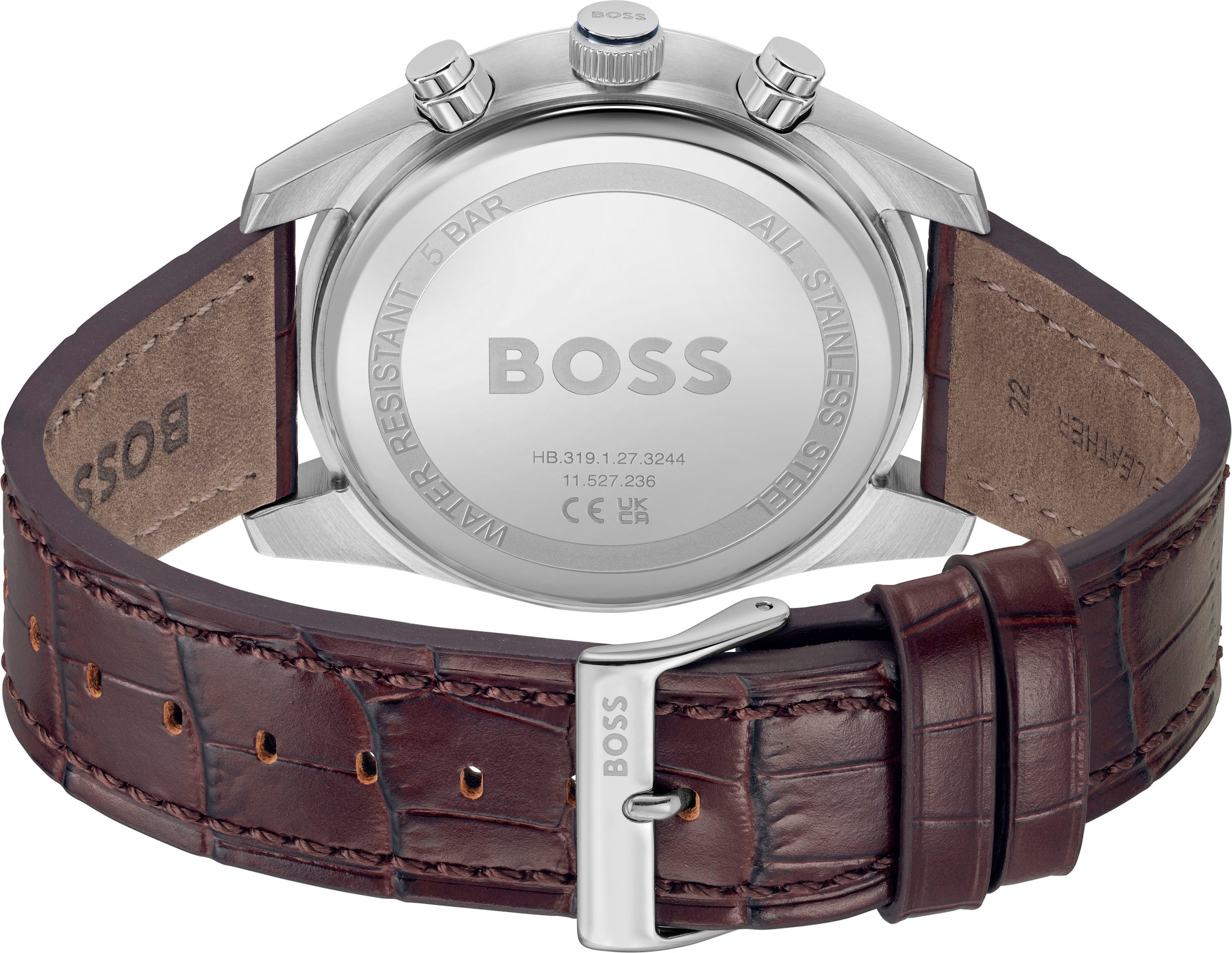 BOSS Chronograph »SKYTRAVELLER« Quarzuhr, Armbanduhr, Herrenuhr, Lederarmband, analog, Tag