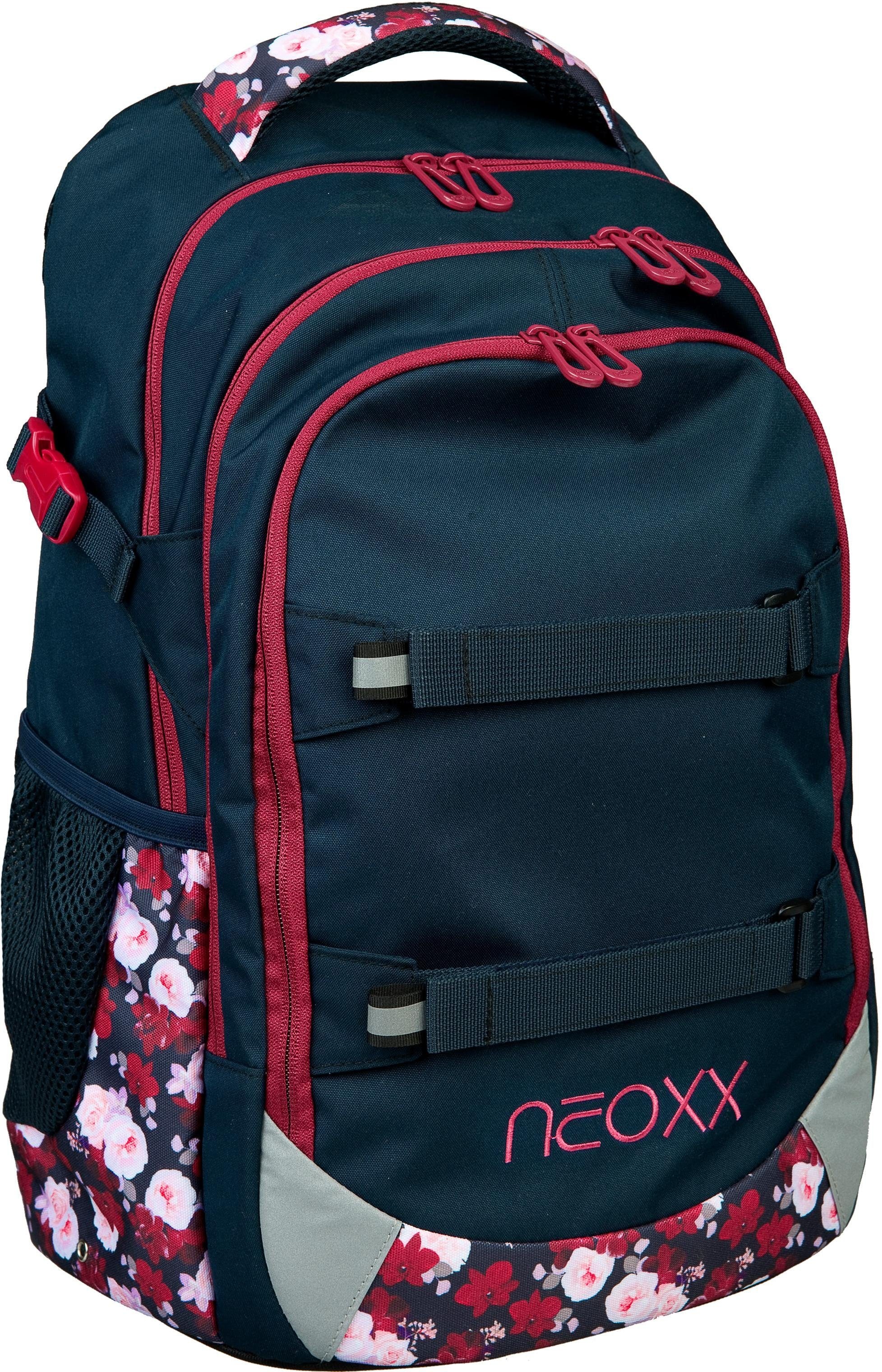 neoxx Schulrucksack »Active, My Heart Blooms«, reflektierende Details, aus recycelten PET-Flaschen