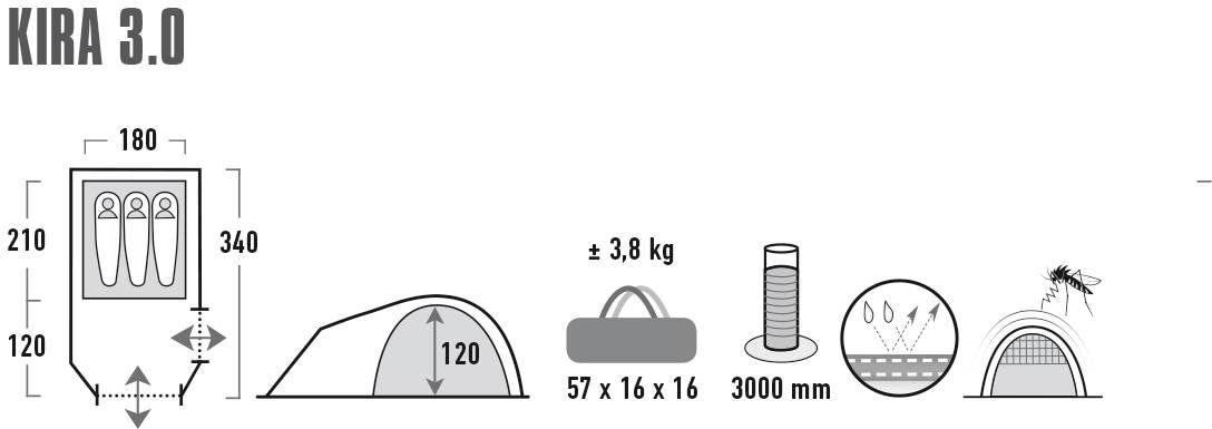 High Peak Kuppelzelt »Zelt Kira 3.0«, 3 Personen, (mit Transporttasche) im  OTTO Online Shop kaufen | OTTO