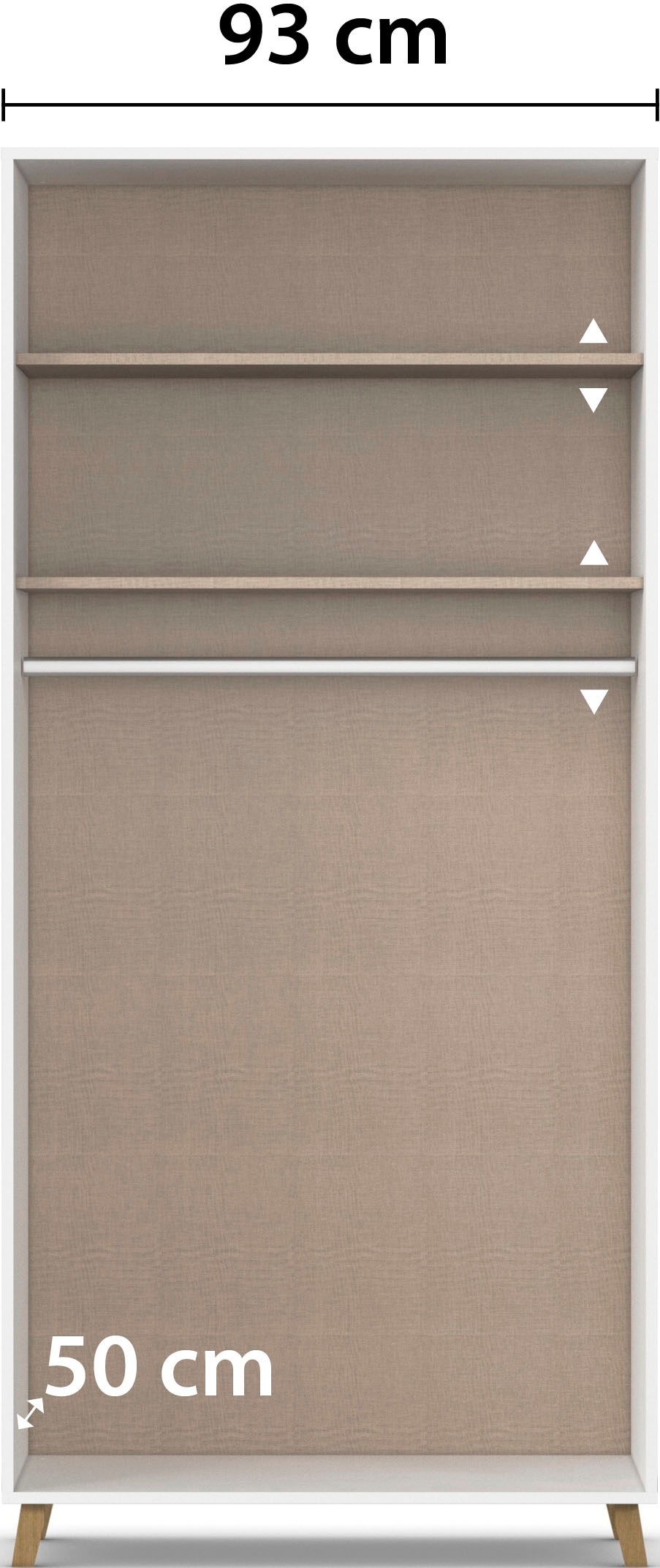 rauch Drehtürenschrank »Kleiderschrank Schrank Garderobe SHINJO Breiten 93/140/187 cm« in 3 verschiedenen Ausstattungen BASIC/CLASSIC/PREMIUM,  Griffe und Füße aus Massivholz, viel Stauraum MADE IN GERMANY