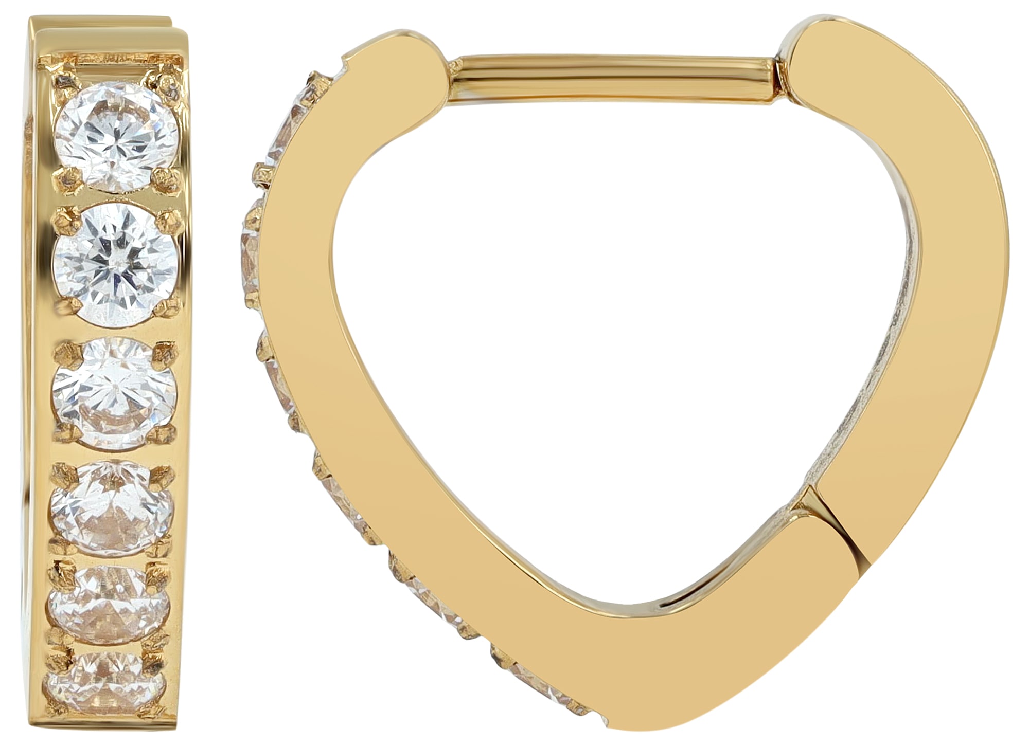 Adelia´s Paar Creolen »Damen Ohrringe ¿ Klappcreole Herz aus Edelstahl mit Strass Steinchen«