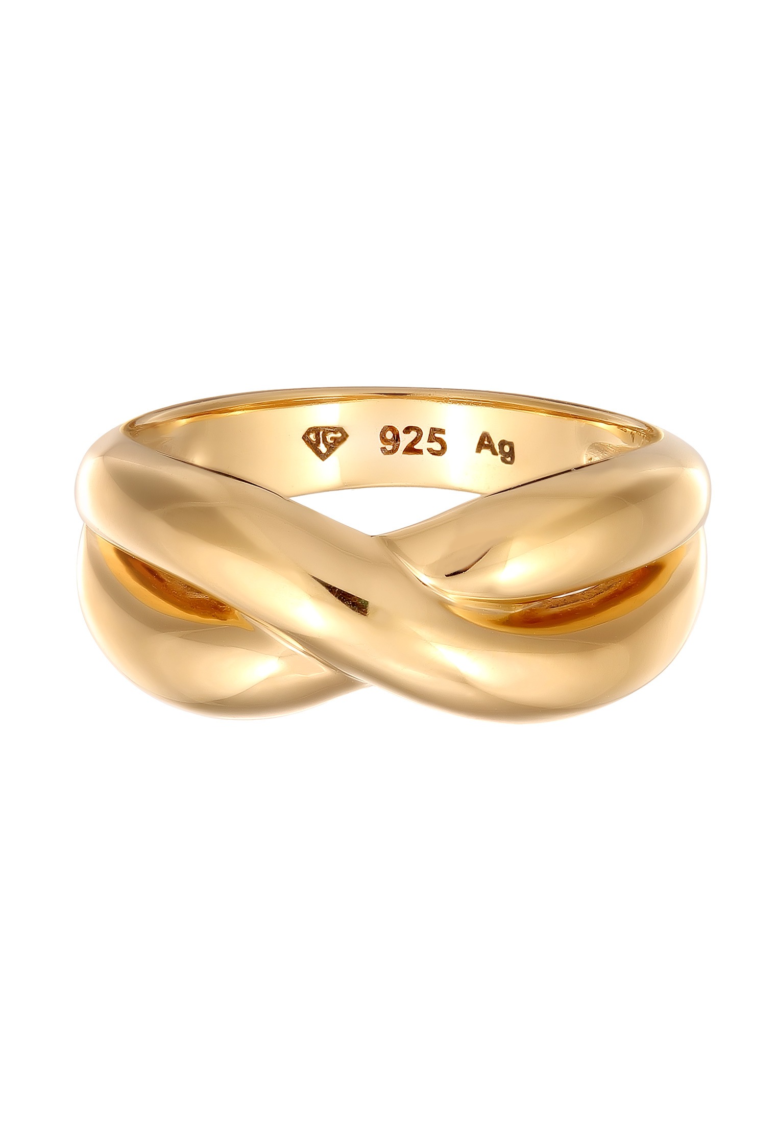 Elli Premium Silberring »Ring Überkreuzt 925 Sterling Silber vergoldet«