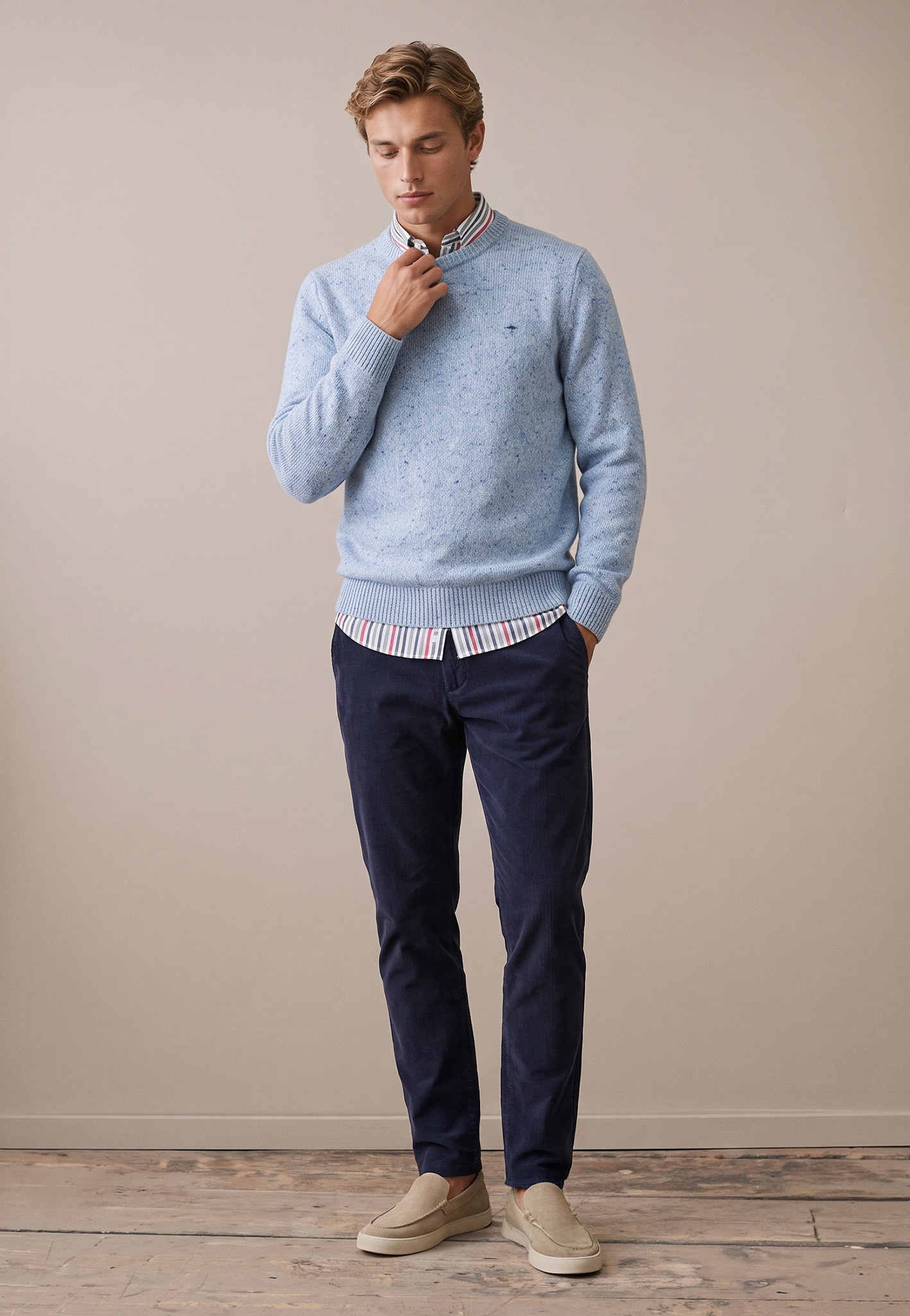 FYNCH-HATTON Strickpullover meliert, mit Woll-Anteil