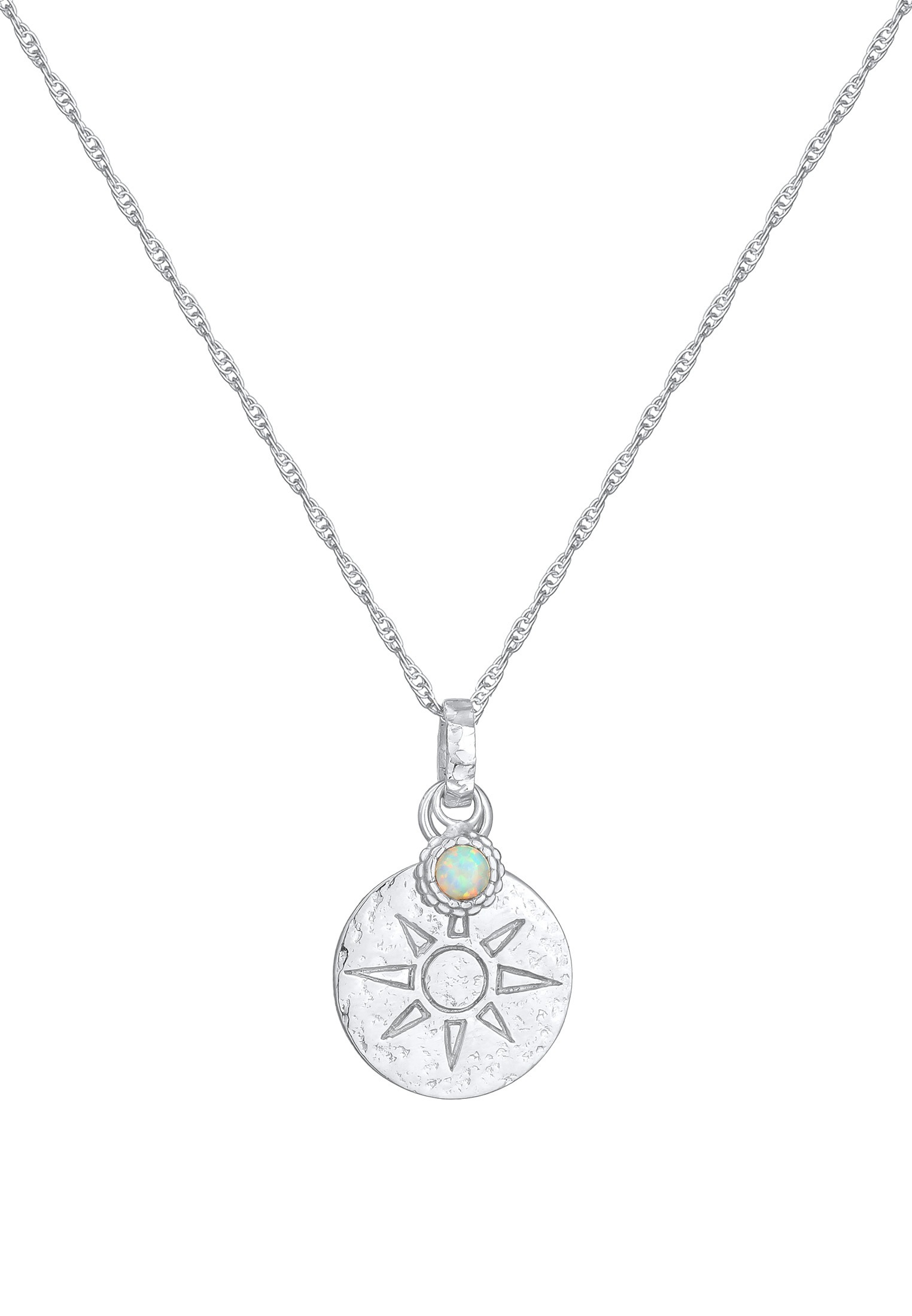 Elli Silberkette »Halskette Plättchen Sonne Antik Opal 925 Silber«