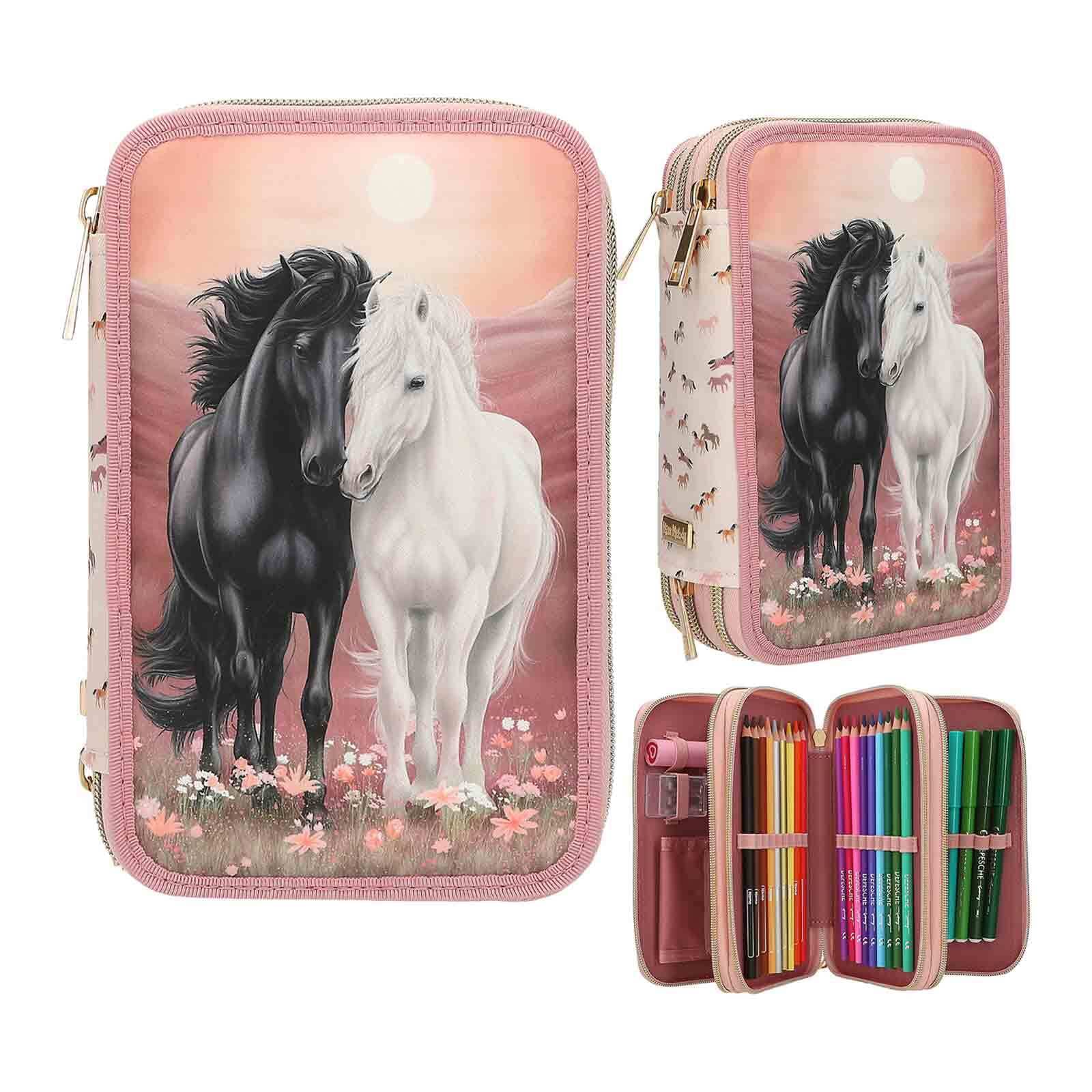 Depesche Buntstift »3-Fach Federtasche BLOSSOM PONY inkl. Stifte Miss Melody 7,5 x 13 x 20 cm rosa«