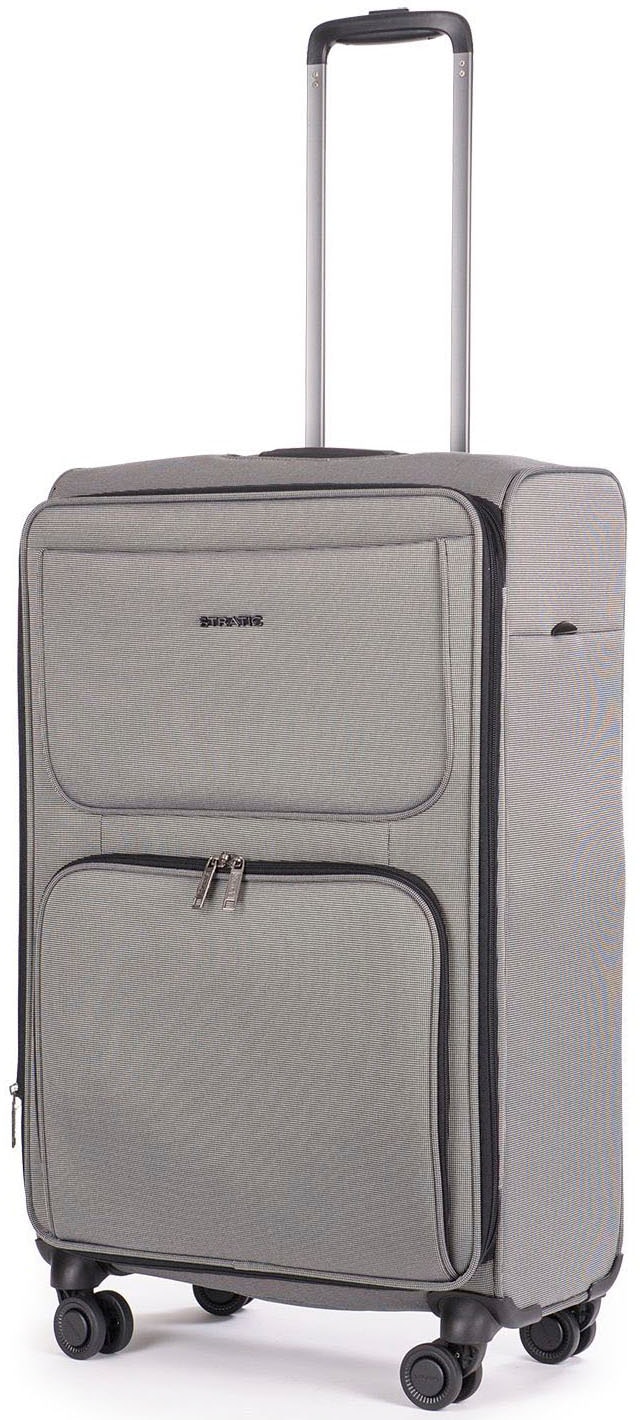 Stratic Weichgepäck-Trolley »Bendigo Light + M, silver«, 4 Rollen, Reisekoffer großer Koffer Aufgabegepäck TSA-Zahlenschloss