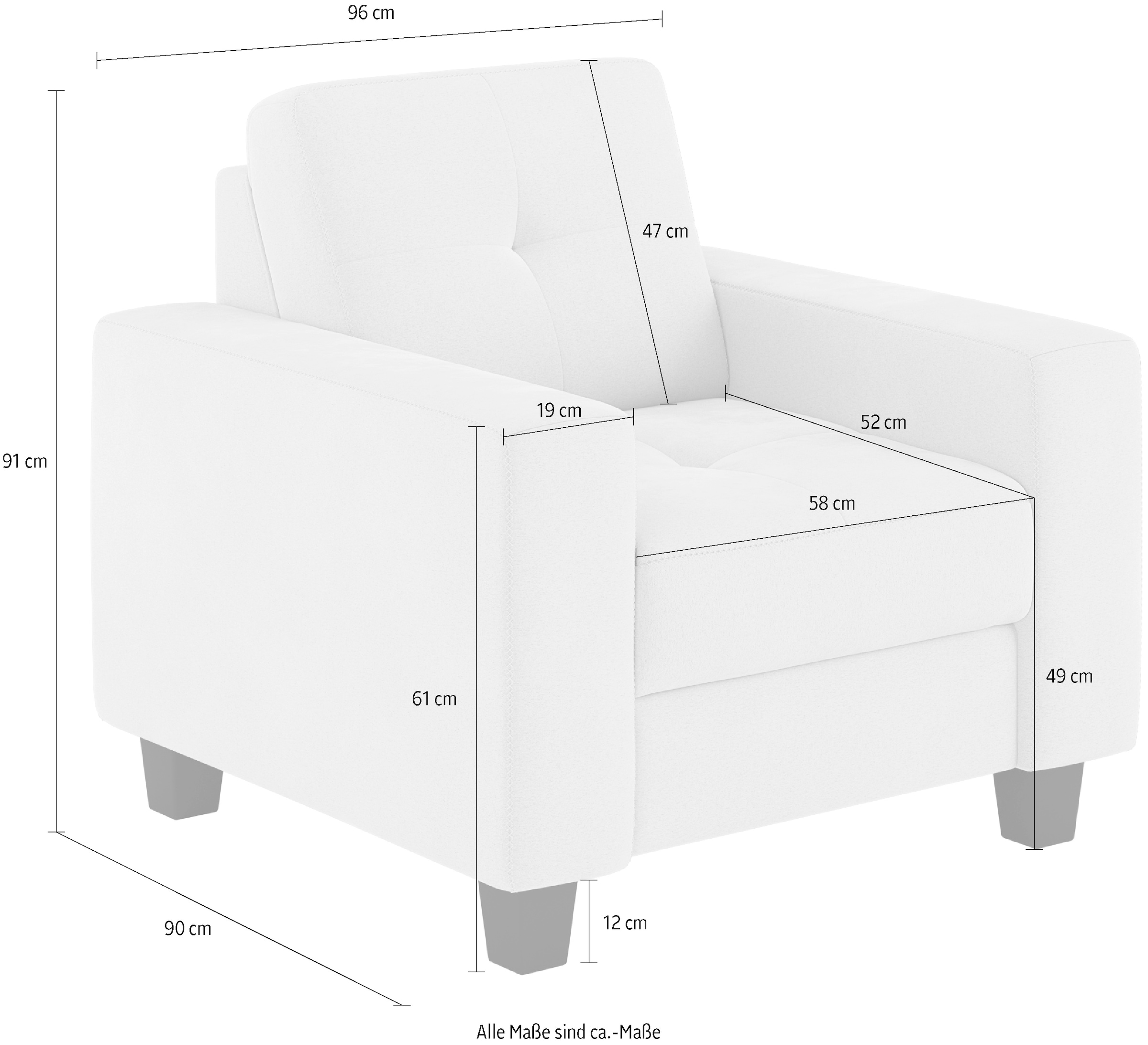 Places of Style Sessel »Varese«, Kreuznaht in beige