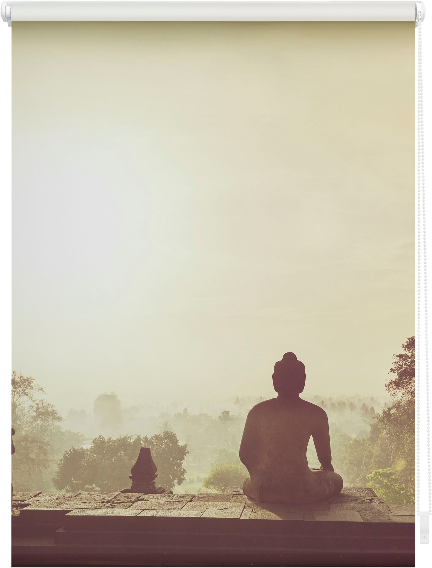 LICHTBLICK ORIGINAL Seitenzugrollo »Rollo Klemmfix, ohne Bohren, blickdicht, Tempel Borobudur - Orange« blickdicht Blendschutz | Sichtschutz freihängend