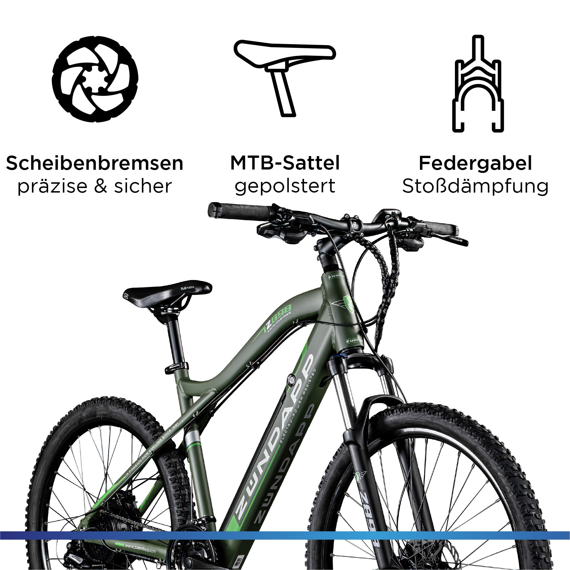 Zündapp E-Bike »Z898«, 24 Gang, Heckmotor 250 W, E-Bike E Mountainbike 27,5 Zoll Pedelec 170 - 190 cm Hardtail MTB