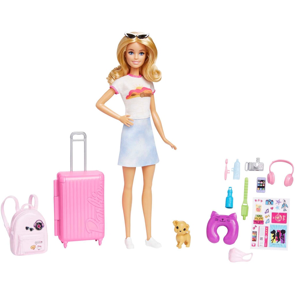 Barbie Anziehpuppe »Reiseset mit Hündchen & Urlaubs-Zubehör«
