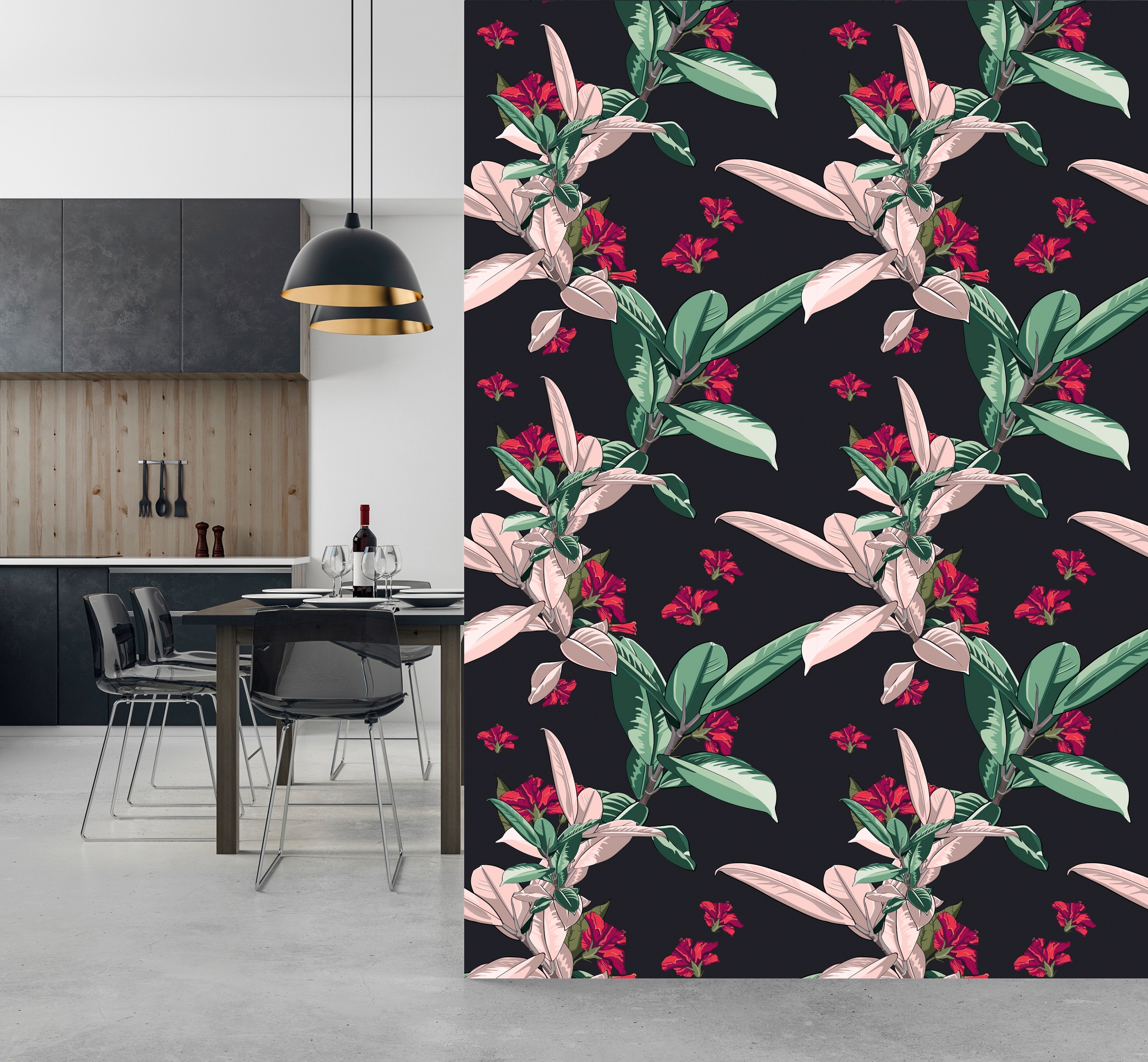 queence Vinyltapete »Alexia«, bedruckt-Motiv-botanisch-floral-gemustert-natürlich, 90x250cm, selbstklebend, kinderleichte Anbringung, Sticker