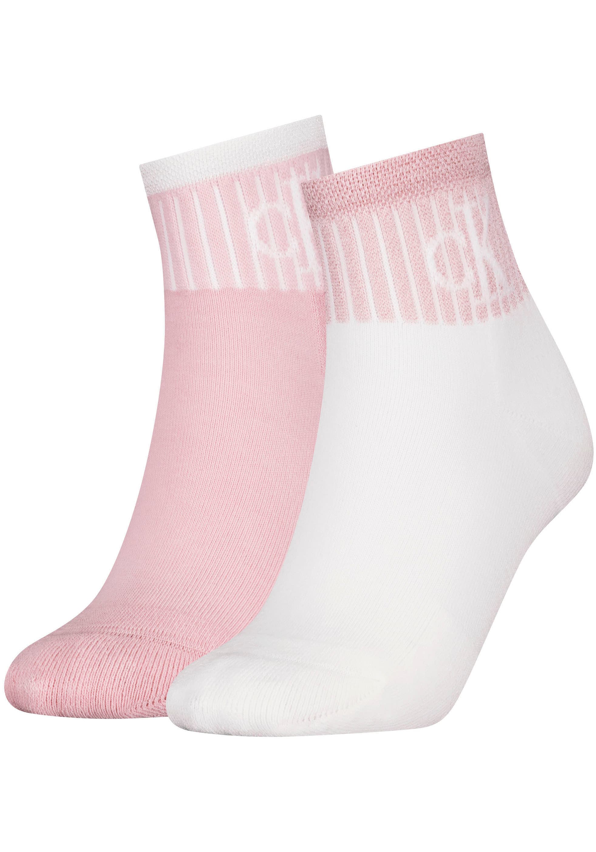 Kurzsocken »CKJ WOMEN QUARTER 2P GLOSSY RIB«, (2 Paar)